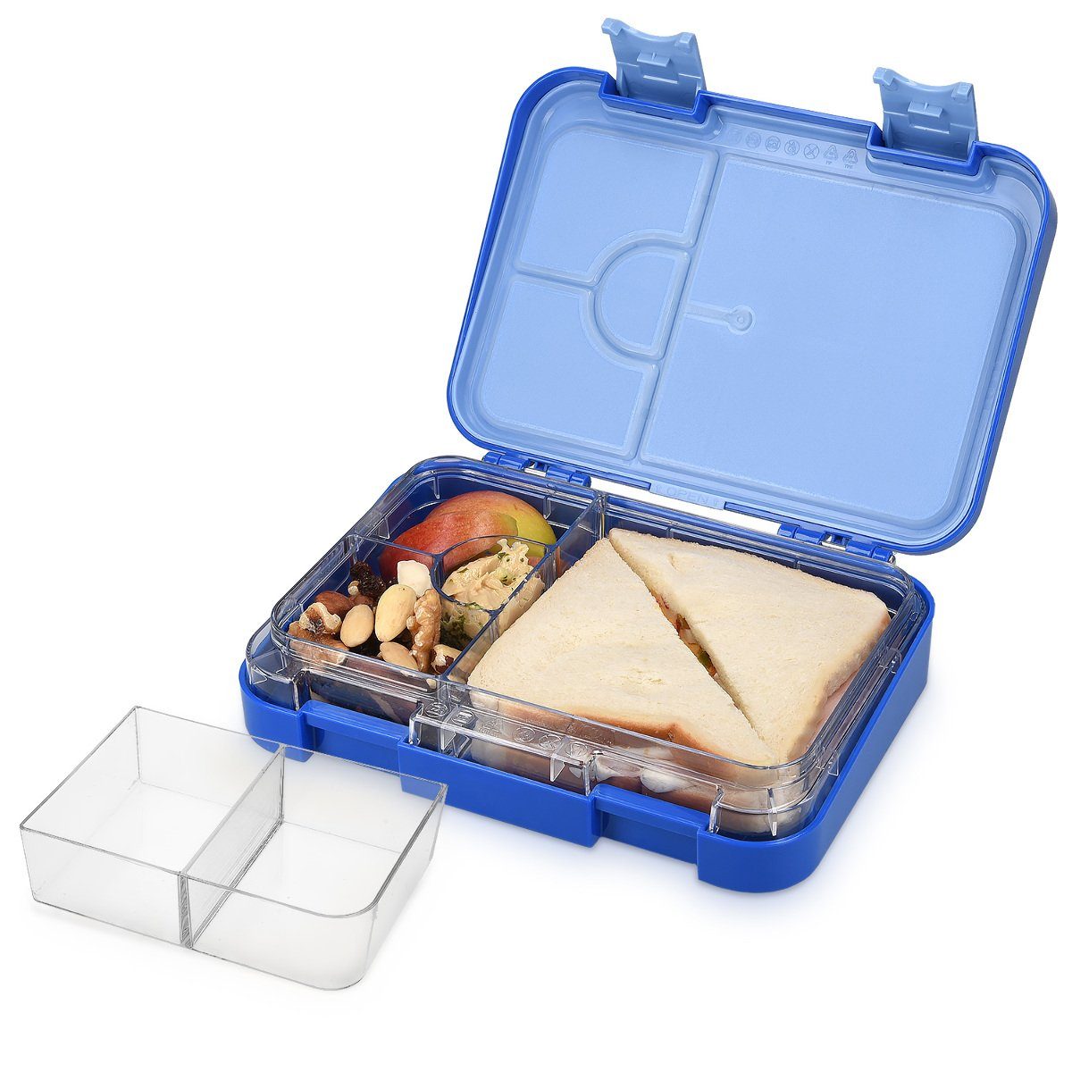Navaris Lunchbox Bento Box Lunch Box Brotdose Vesperbox - auslaufsicher mit Fächern, Kunststoff Dunkelblau