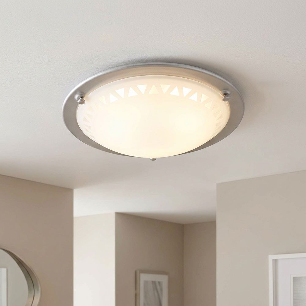 TRIO Leuchten LED Deckenleuchte, LED-Leuchtmittel fest verbaut, Warmweiß, Deckenlampe Deckenleuchte Wohnzimmerlampe Glaslampe satiniert LED