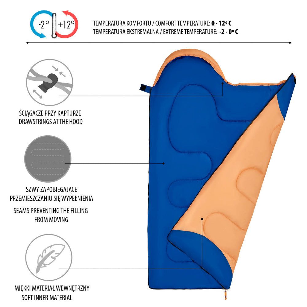 NILS CAMP Schlafsack Deckenschlafsack Kinderschlafsack (Spar-Set, 1 tlg., 150 x 60 cm warm), Deckenfunktion, Klettsicherung, Innentasche, Kapuze