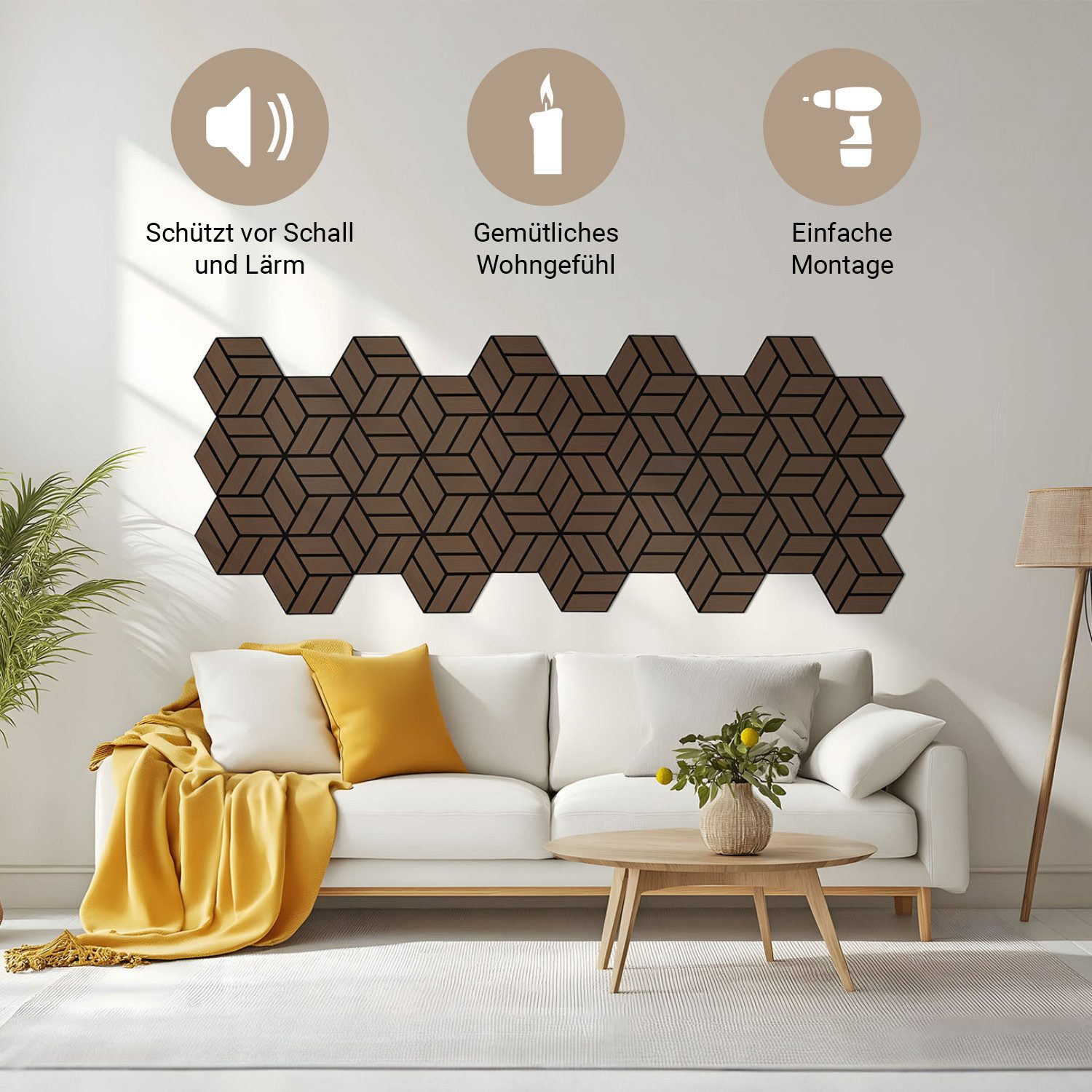 Homestyle4u Wandpaneel je 30x26 Hexagon Akustikpaneele günstig online kaufen