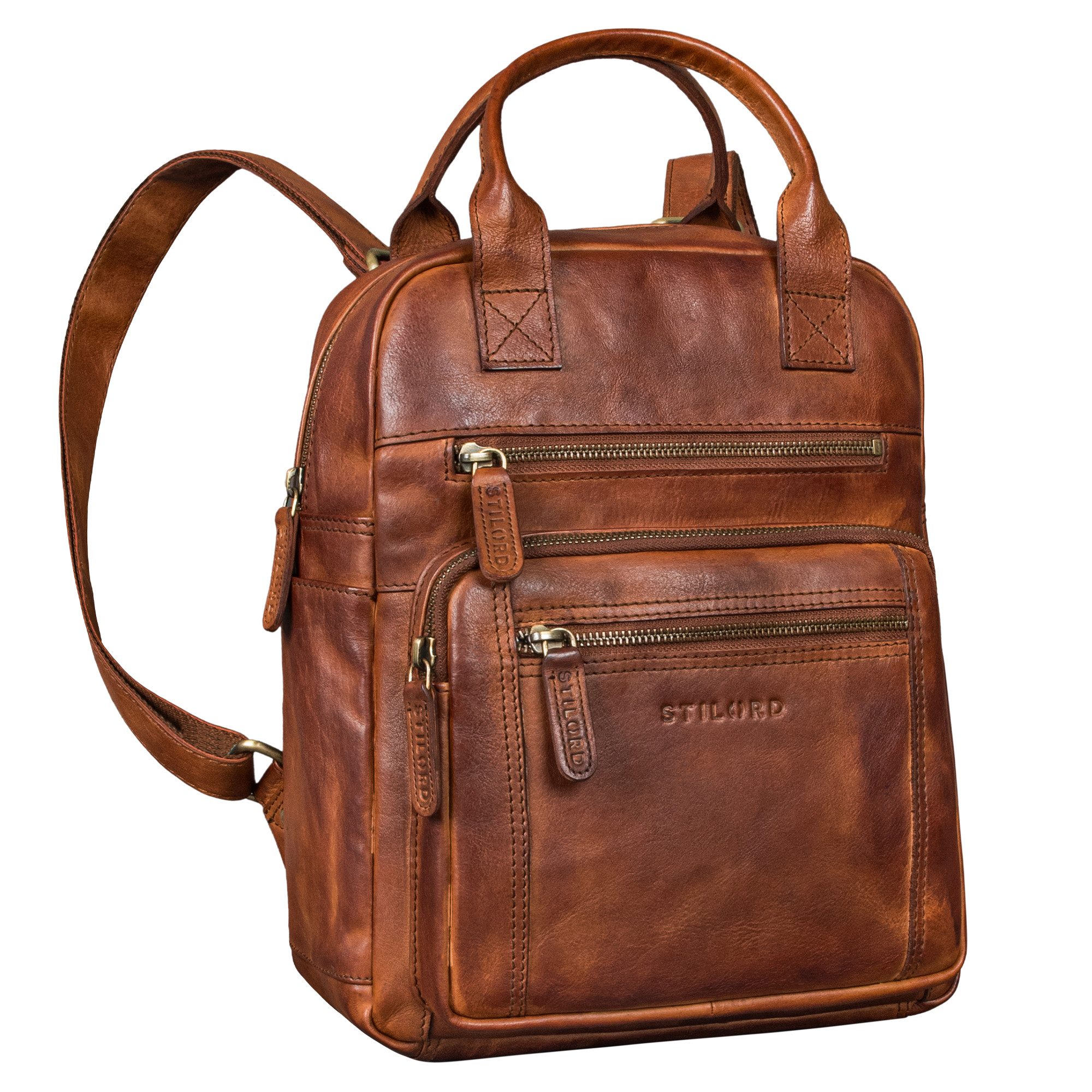 STILORD Cityrucksack "Zane" Freizeit-Rucksack Damen Leder Mittel-Groß