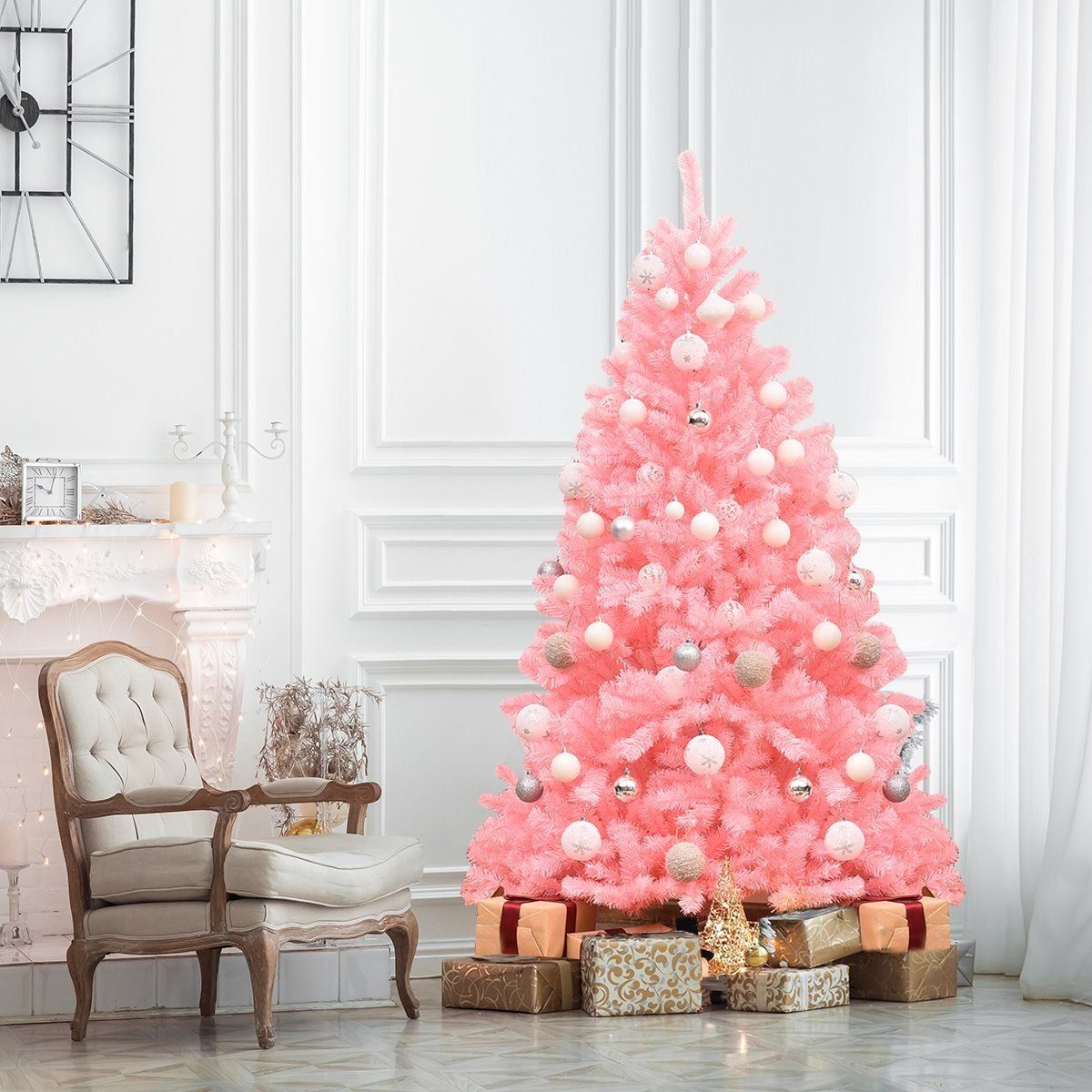 COSTWAY Künstlicher Weihnachtsbaum »Tannenbaum«, 180cm, 1036 PVC Spitzen,  Klappsystem, inkl. Metallständer, Rosa online kaufen | OTTO