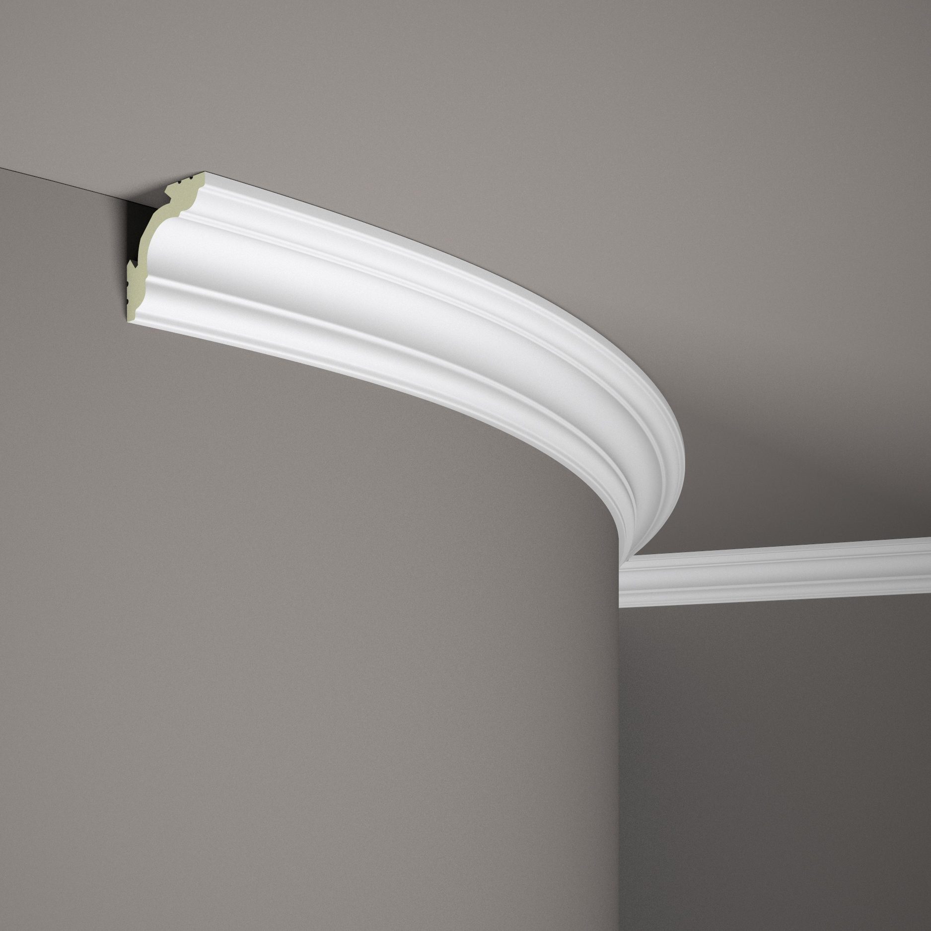 Thumbnail - Mardom Deckenleiste flexible MD106F Profoam 57 x 57 x 2000 mm Weiß Stuckleiste biegsam, Kleben, Polyurethan