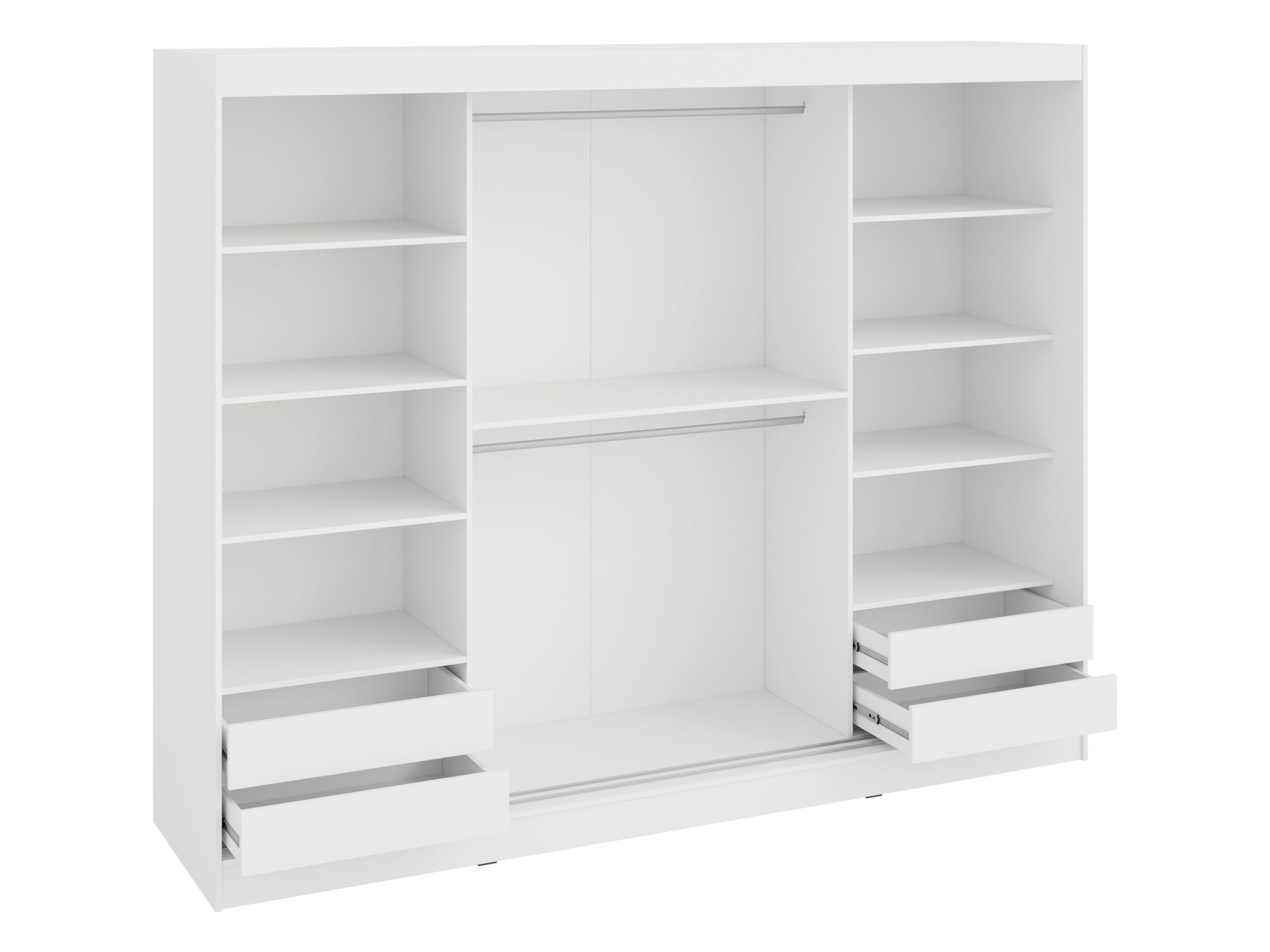 MIRJAN24 Kleiderschrank Norilo 250 (mit drei Schiebetüren) vier Schubladen, 250x65x203 cm