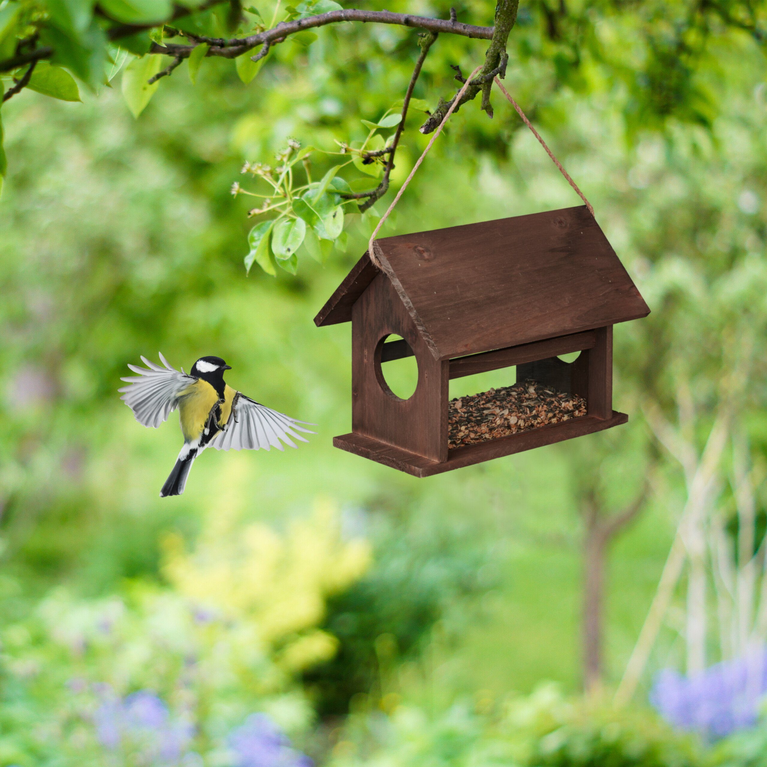 Vogelhaus Vogelfutterhaus relaxdays Holz aus