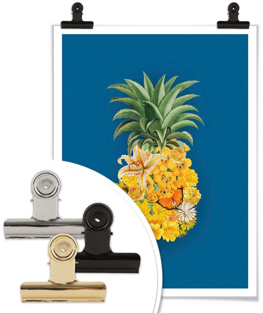 Wall-Art Ananas St) (1 Blume Poster Blau, Blumen