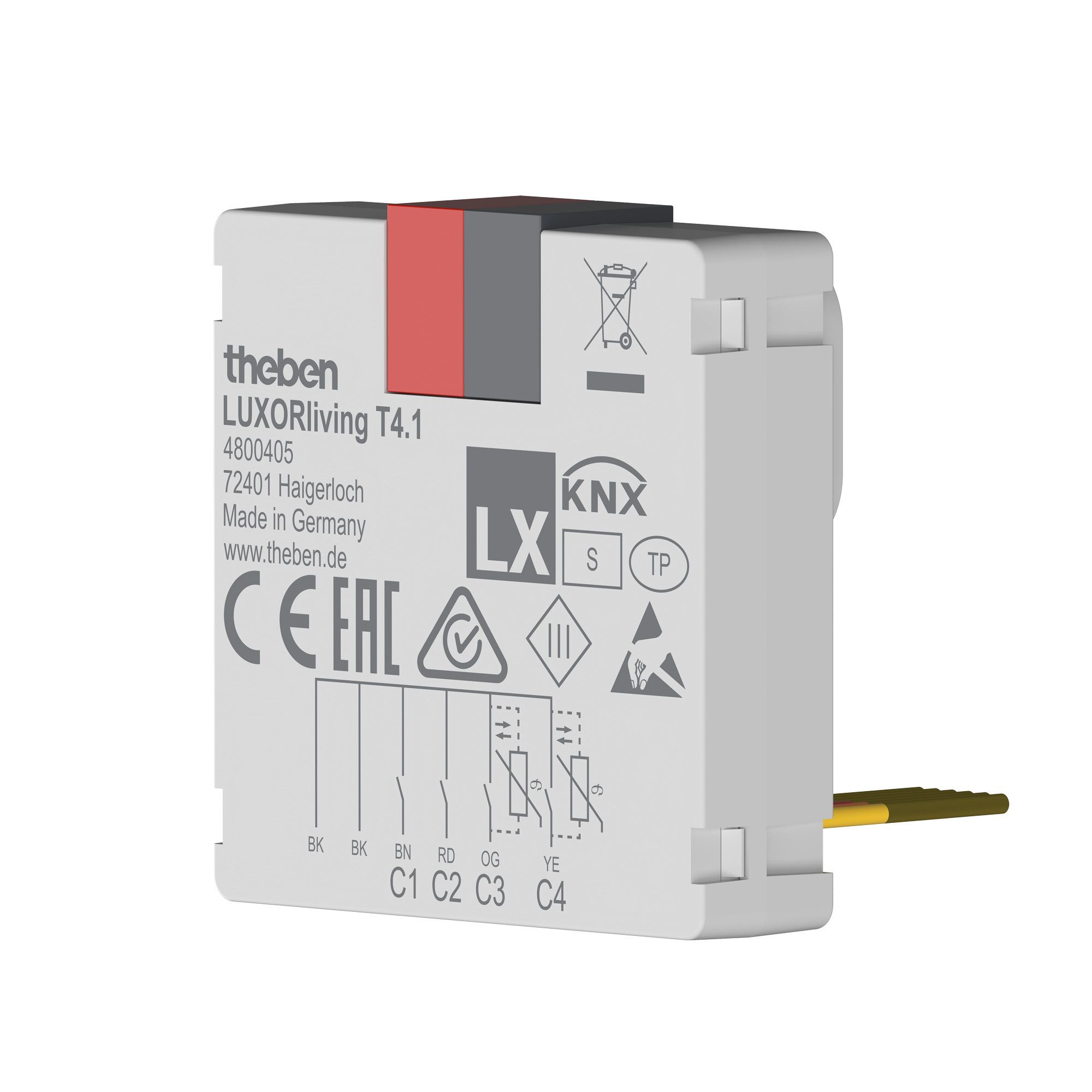 theben LUXORliving T4.1 Smart-Home-Steuerelement, 4-fach Binäreingang, LUXORliving, 6-polig, UP-Dose, Taster