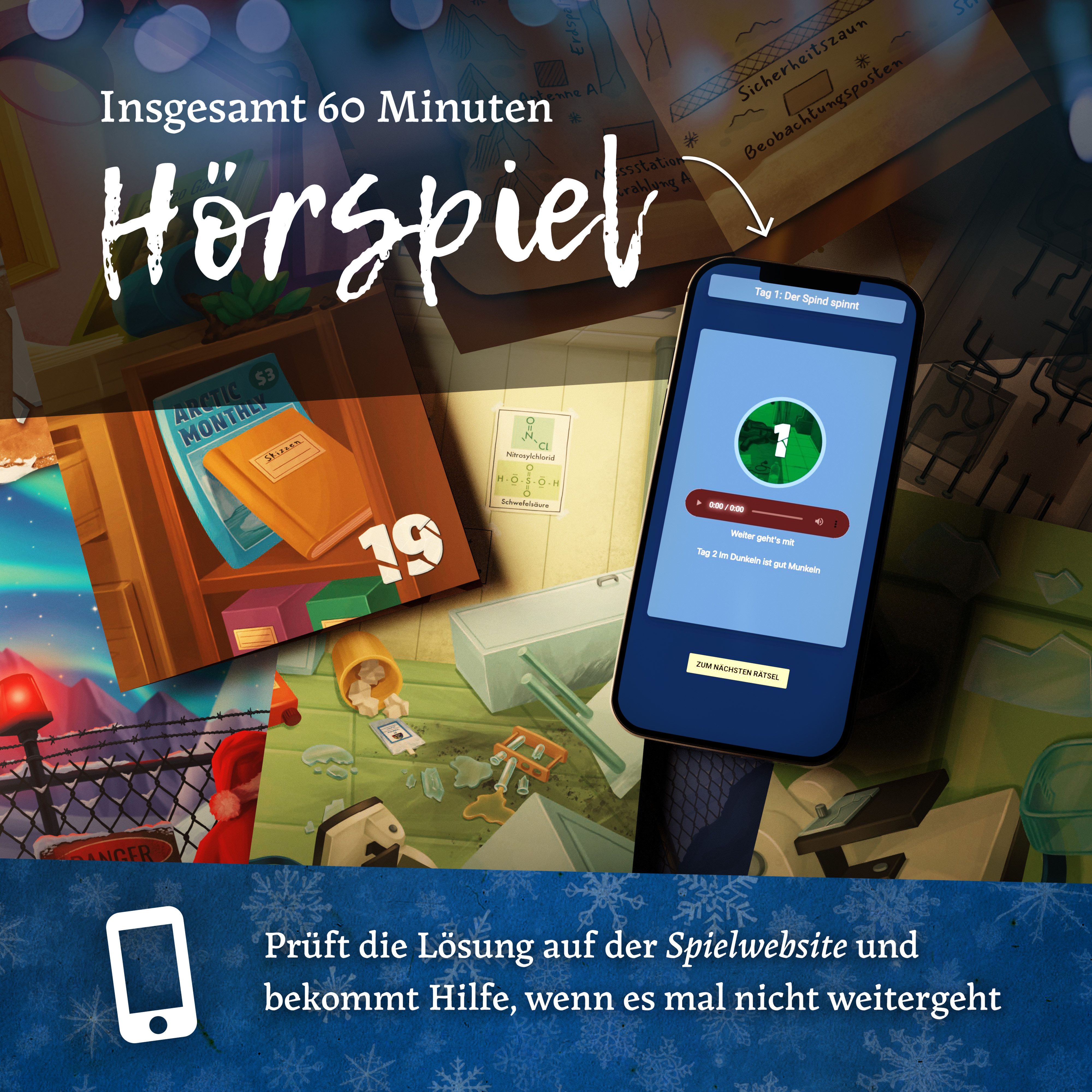 CRIMECASES Spielzeug-Adventskalender "Der Arktis Fall" (Krimi Rätsel Adventskalender, 1-tlg), Escape Spiel mit 24 kniffligen Rätsel für Erwachsene