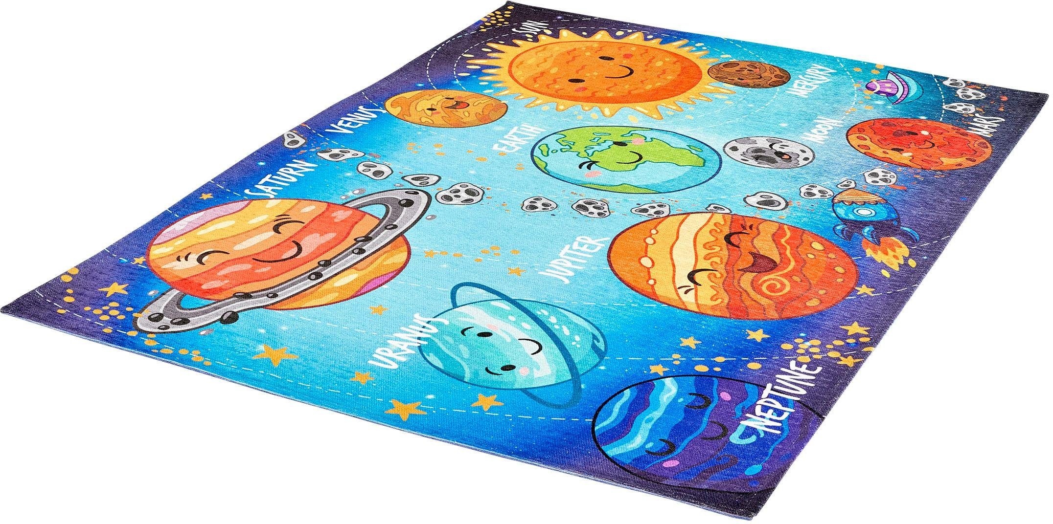 Obsession Kinderteppich My Torino Kids 230, rechteckig, Höhe: 10 mm, Motiv Weltall, Kinderzimmer