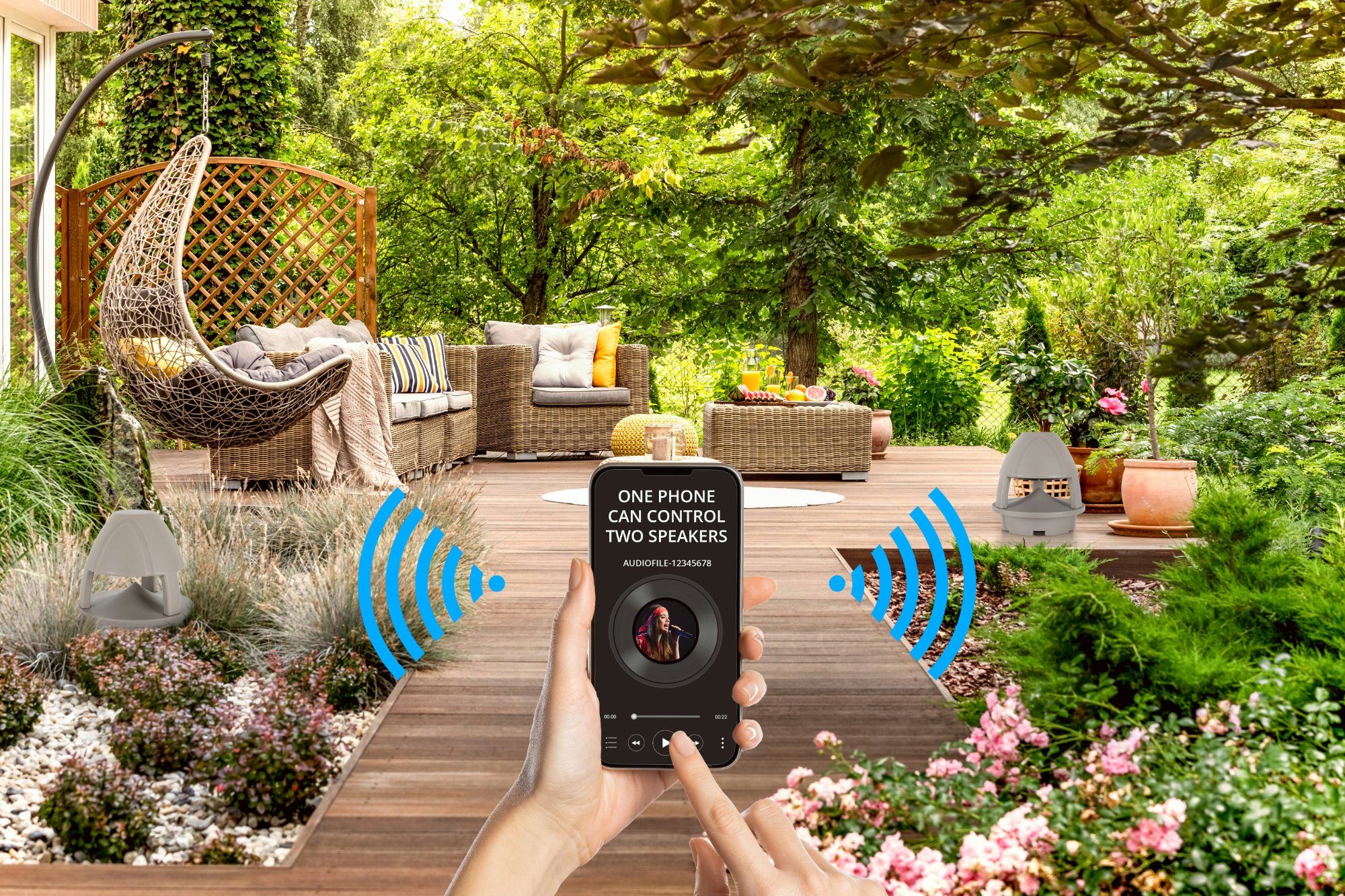 McGrey WPL-660 BT 360° Aktiver 2-Wege Garten-Lautsprecher Außenlautsprecher (Bluetooth, 60 W, Allwetter-Lautsprecher Wasser- und UV-resistent)