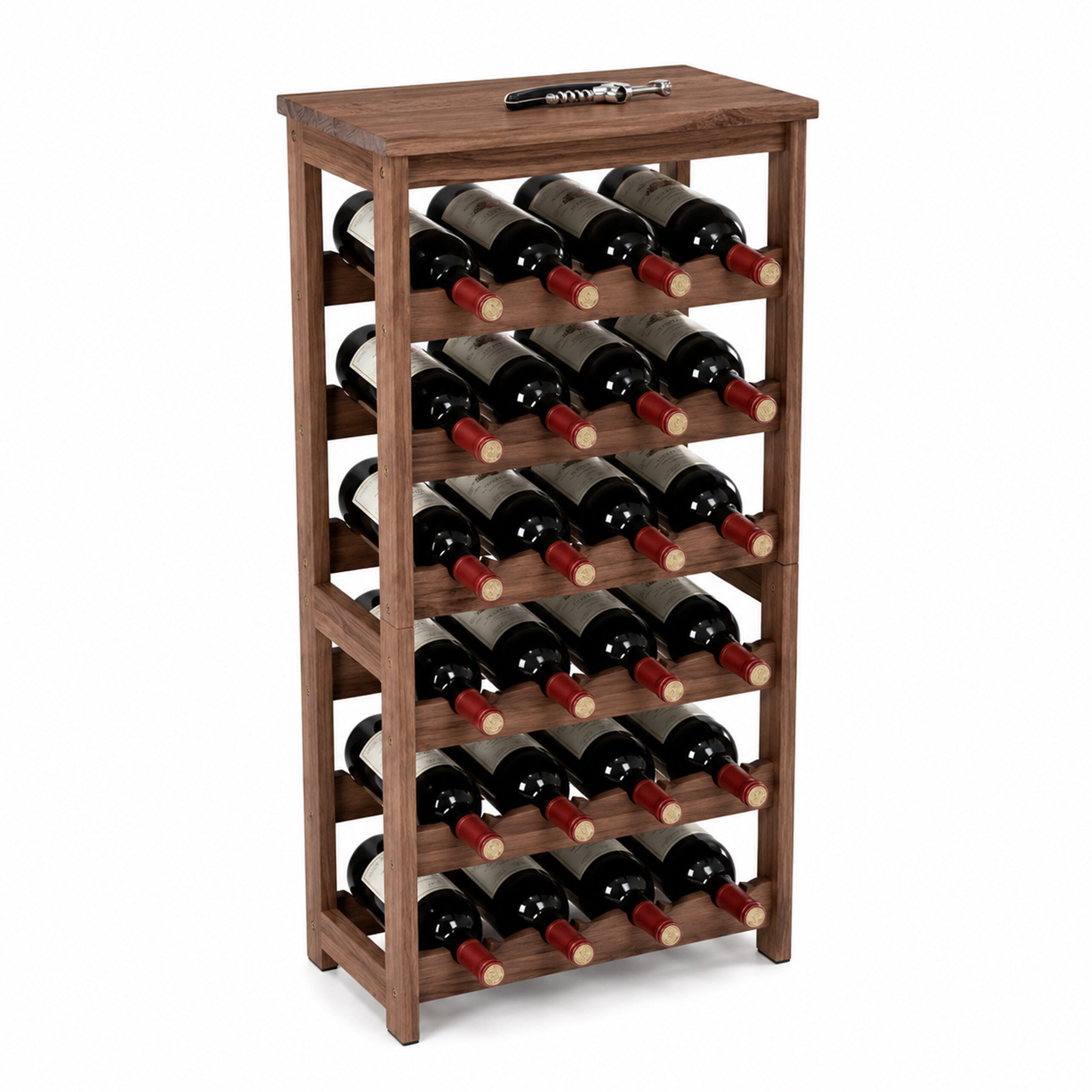 relaxdays Weinregal für 24 Flaschen Holz, 1-tlg., dunkelbraun