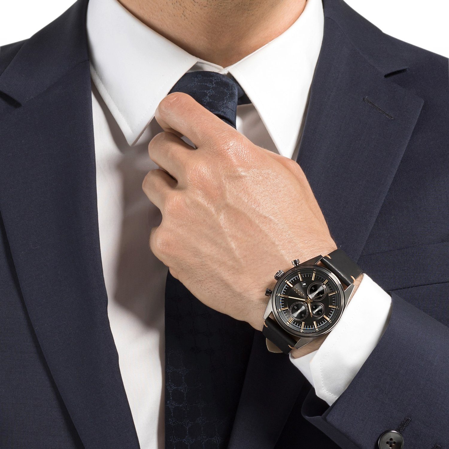 JOOP! Chronograph 2034581, Armbanduhr, Quarzuhr, Herrenuhr, Stoppfunktion, Lederarmband