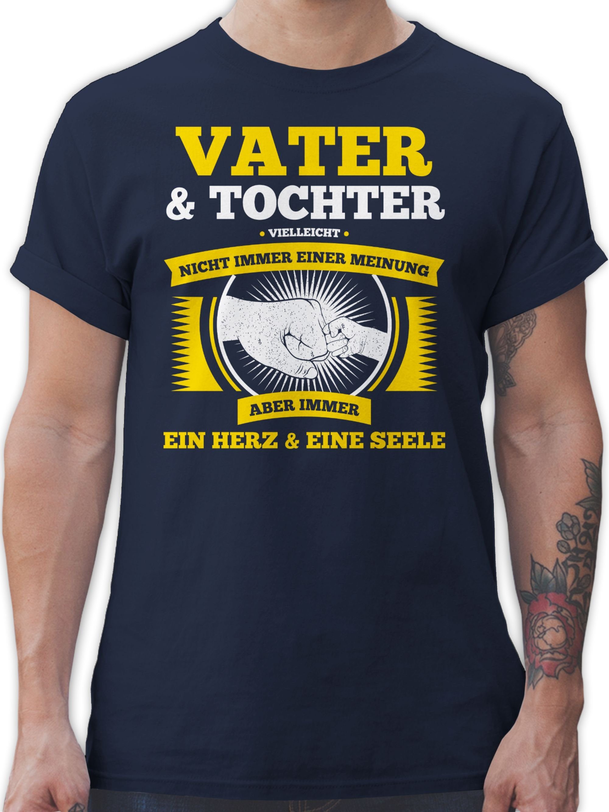 Shirtracer T-Shirt Vater und Tochter nicht immer einer Meinung Vatertag Geschenk für Papa 3 Navy Blau