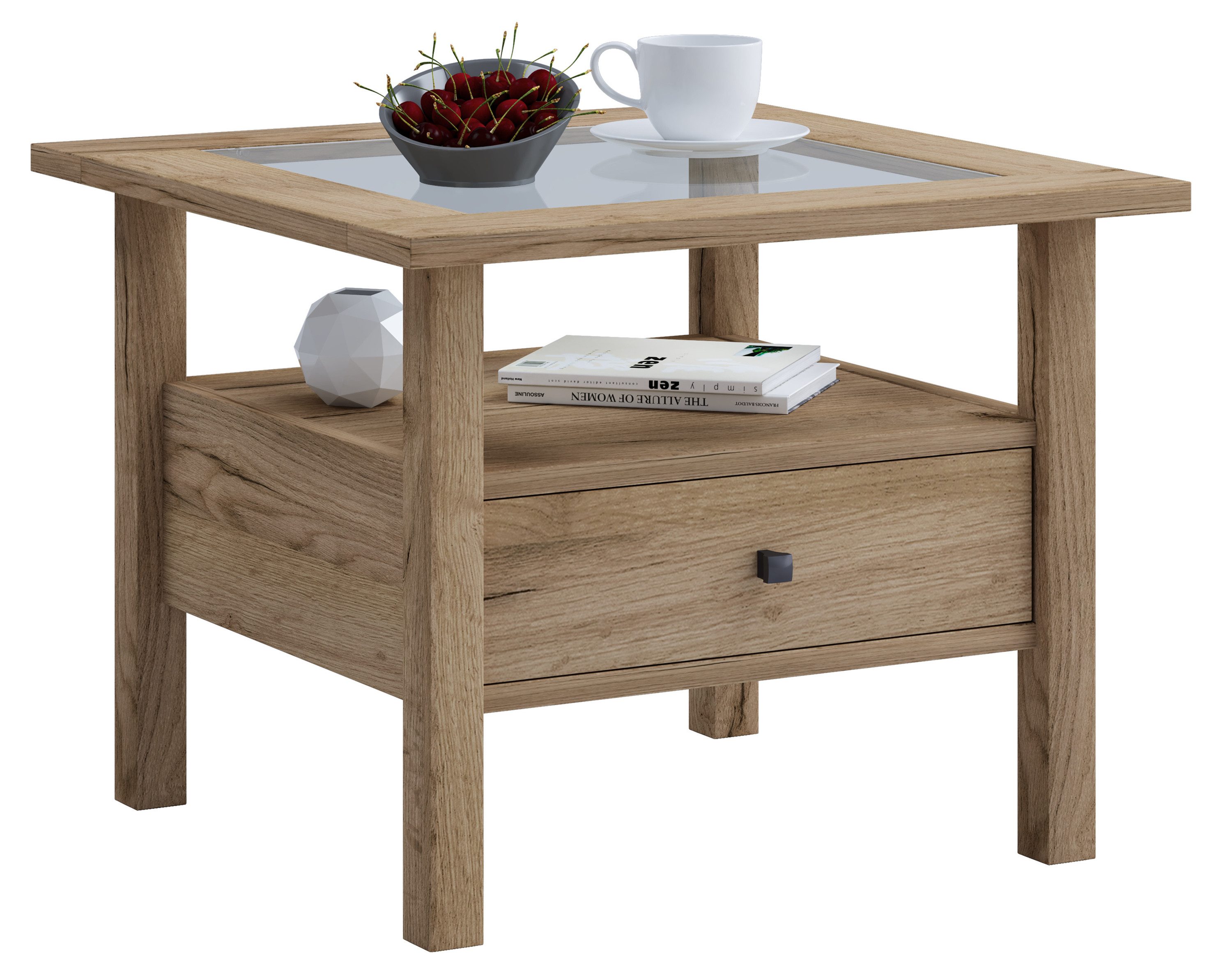 VCM Couchtisch Lingis mit 1 Schublade B. 54 x T. 54 x H. 42 cm, Stauraum für kleine Utensilien, für Wohnzimmer und Mediaraum, 1 Fächer – Bild 2 von 5