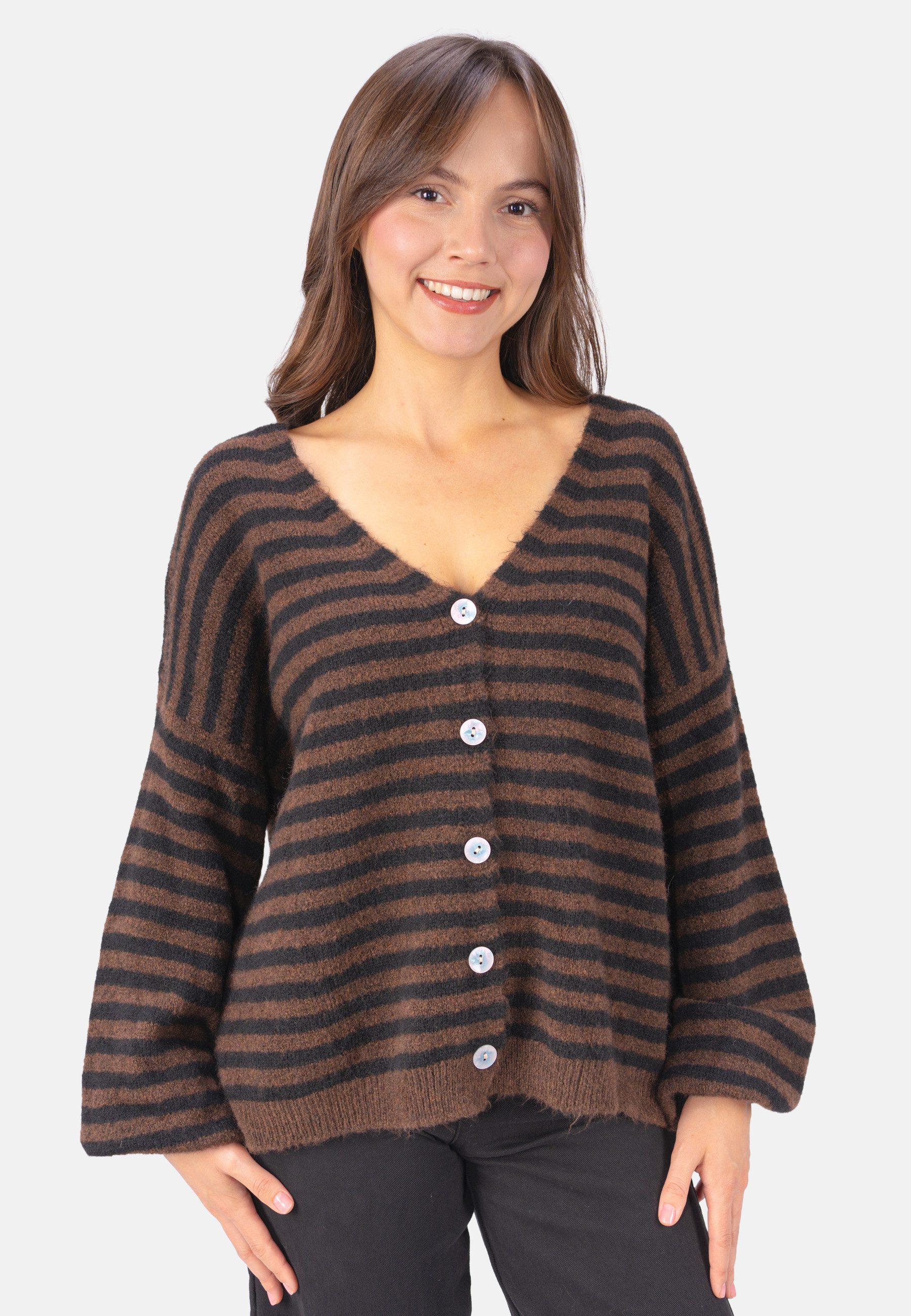 Seasons of April Cardigan CANDY (1-tlg) Damen Cardigan Gestreift Kuschelig Oversize V-Ausschnitt Strickjacke
