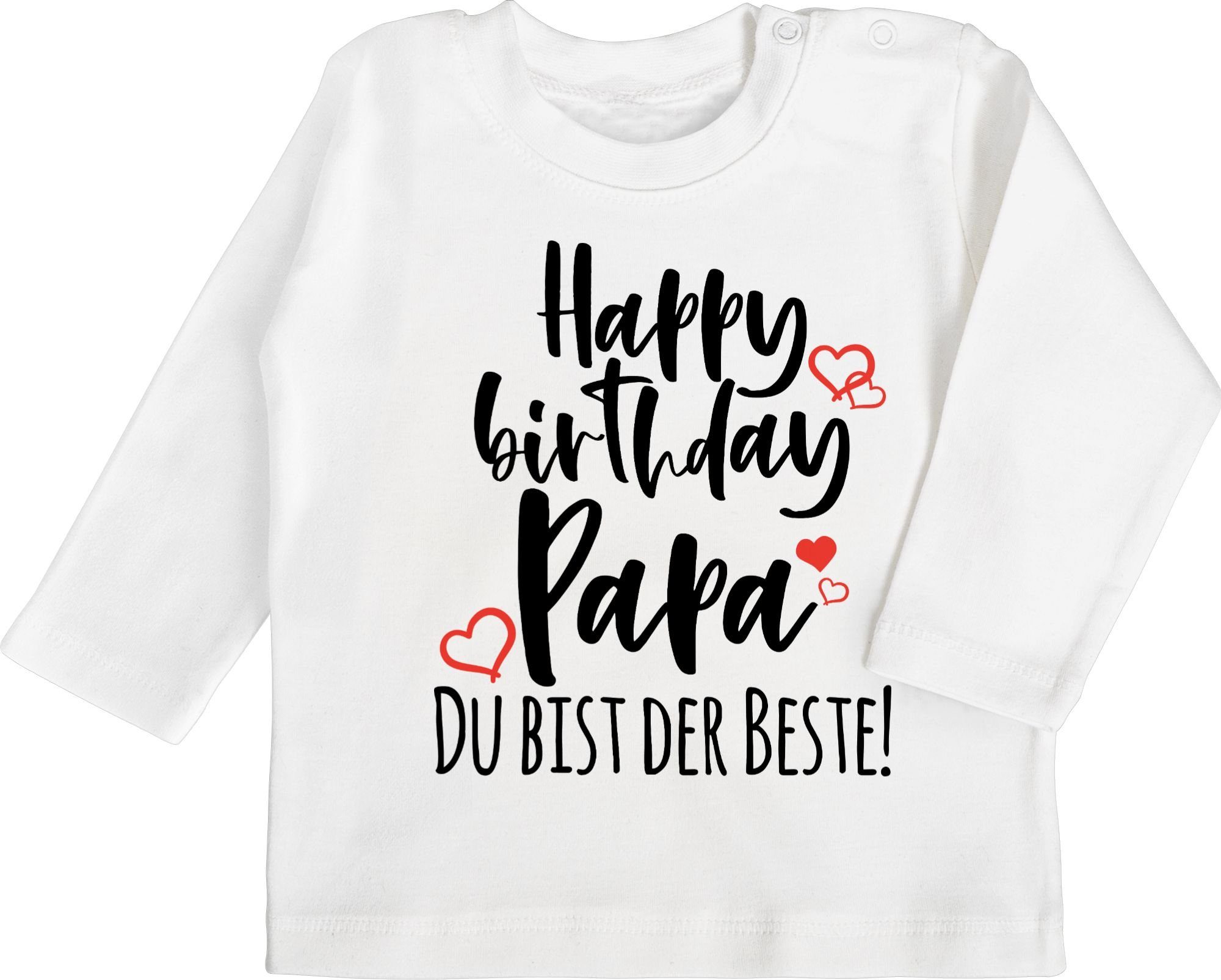 Shirtracer T-Shirt Happy Birthday Papa Strampler Baby Mädchen & Junge 2 Weiß