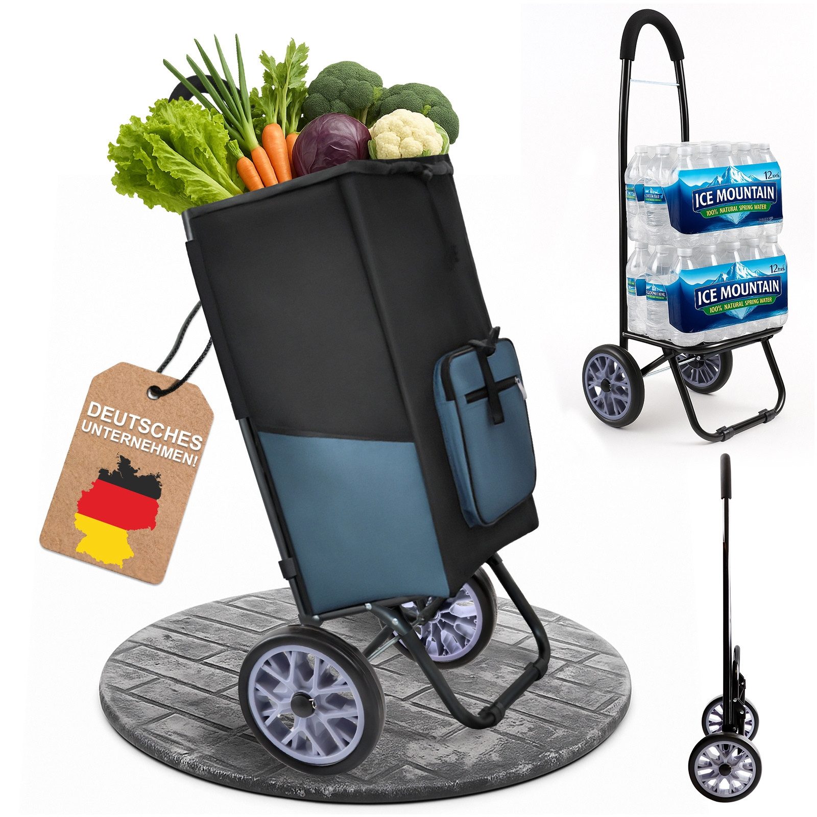 Allyson Einkaufstrolley Allyson Einkaufswagen Trolley Klappbar – Belastbar & Geräuschlos, 45 l, Klappbares Leichtbau-Gestell mit ergonomischem Soft-Touch-Griff