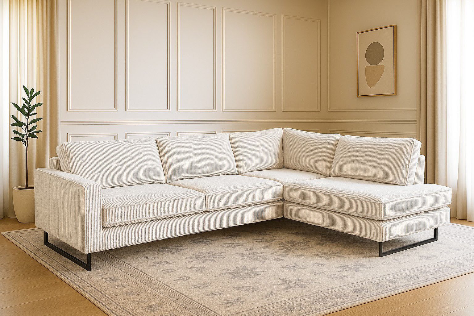 Home affaire Ecksofa Pinto, 290 cm, Cord, Chenille, Lederoptik, Ottomane li günstig online kaufen