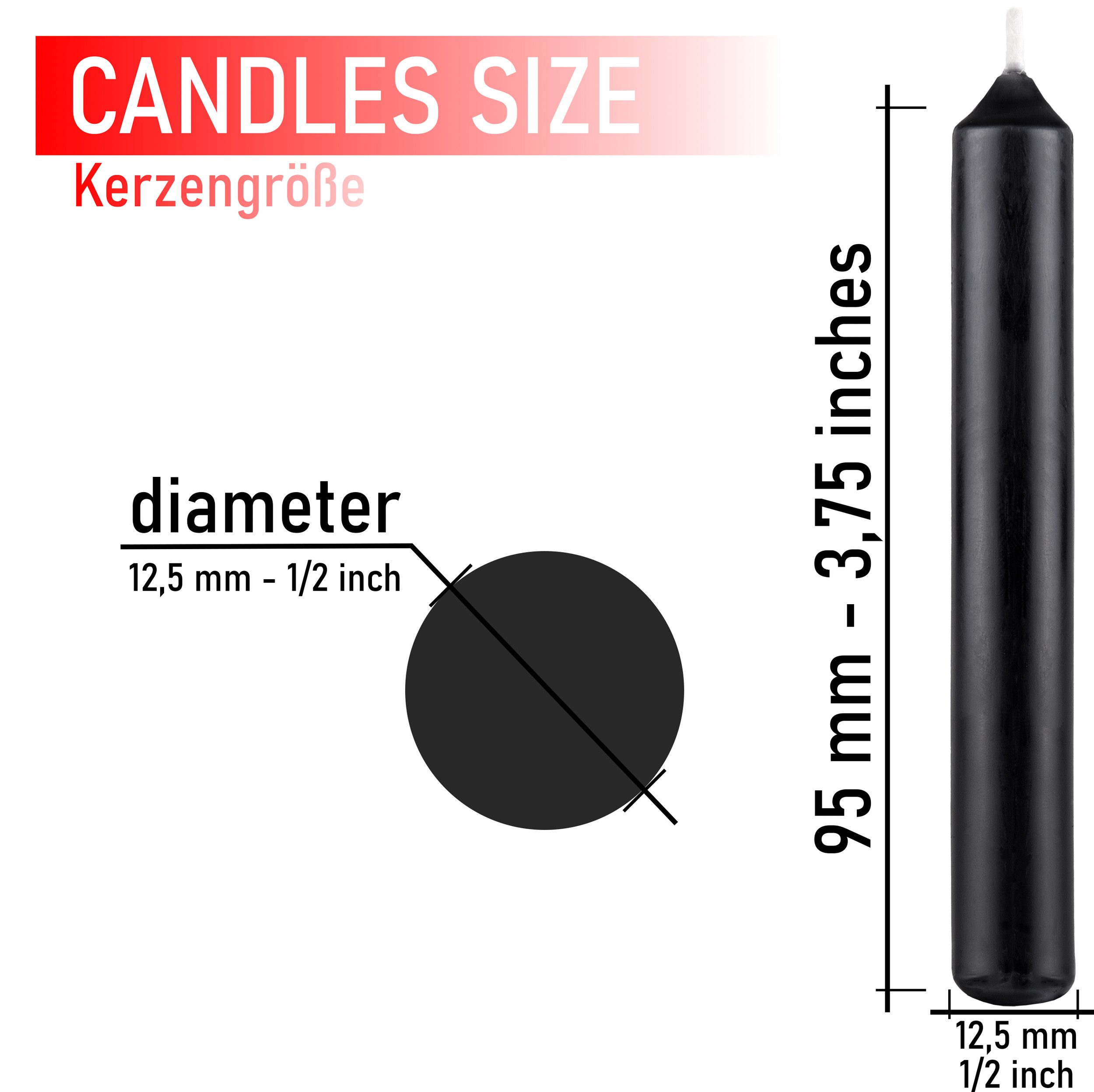 BRUBAKER Spitzkerze 20er Pack Geburtstagskerzen 9,5 cm - Geburtstag Spitzkerzen (für Geburtstag, Magie, Rituale, 20-tlg., oder Partydekoration), Dekokerzen mit 1,25 cm Durchmesser - Stabkerzen Leuchterkerzen