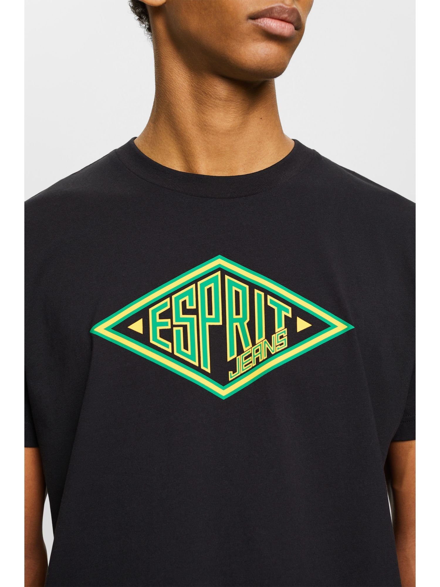 Esprit T-Shirt Baumwoll-T-Shirt mit Logo (1-tlg) BLACK