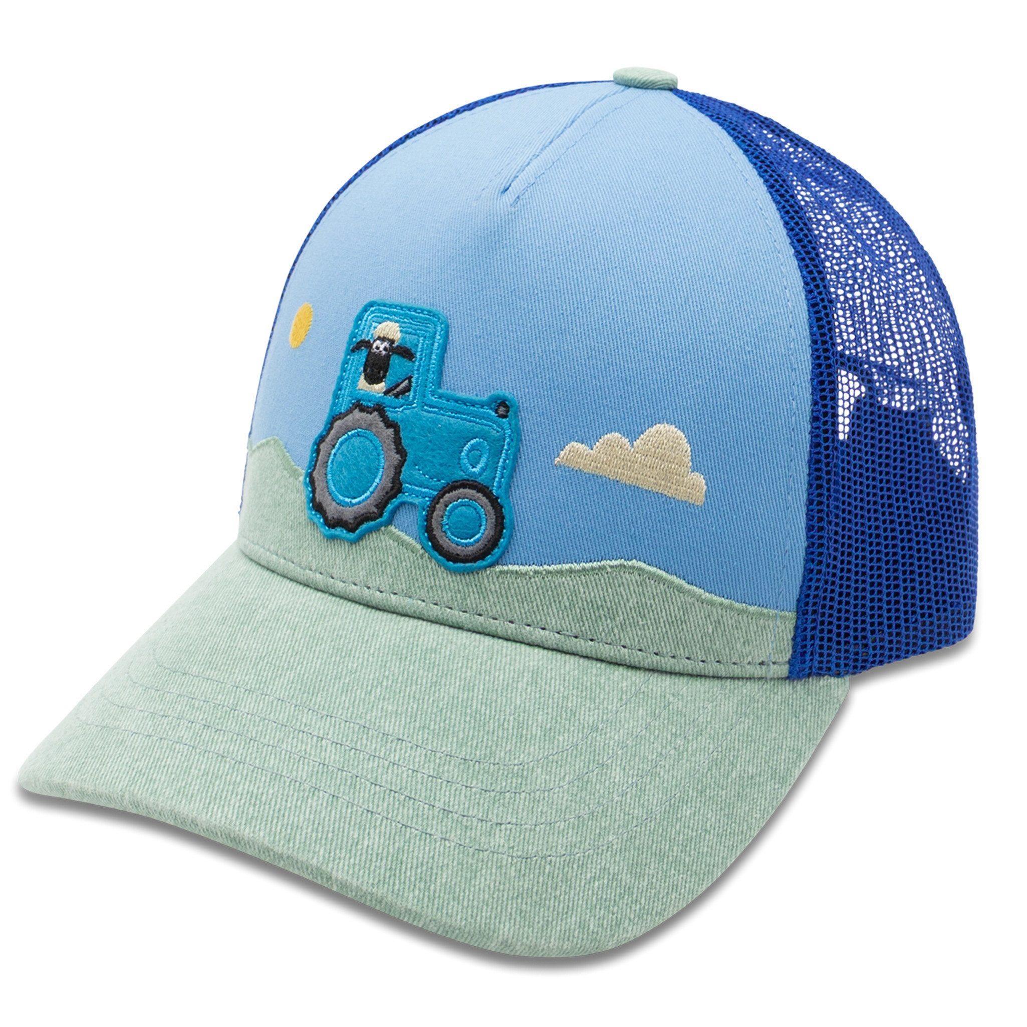 koaa Trucker Cap koaa - Shaun das Schaf "Traktor" - Trucker Cap blue/green 3-8 Jahre (Basecap, Basecap, Meshcap, Trucker Kappe)