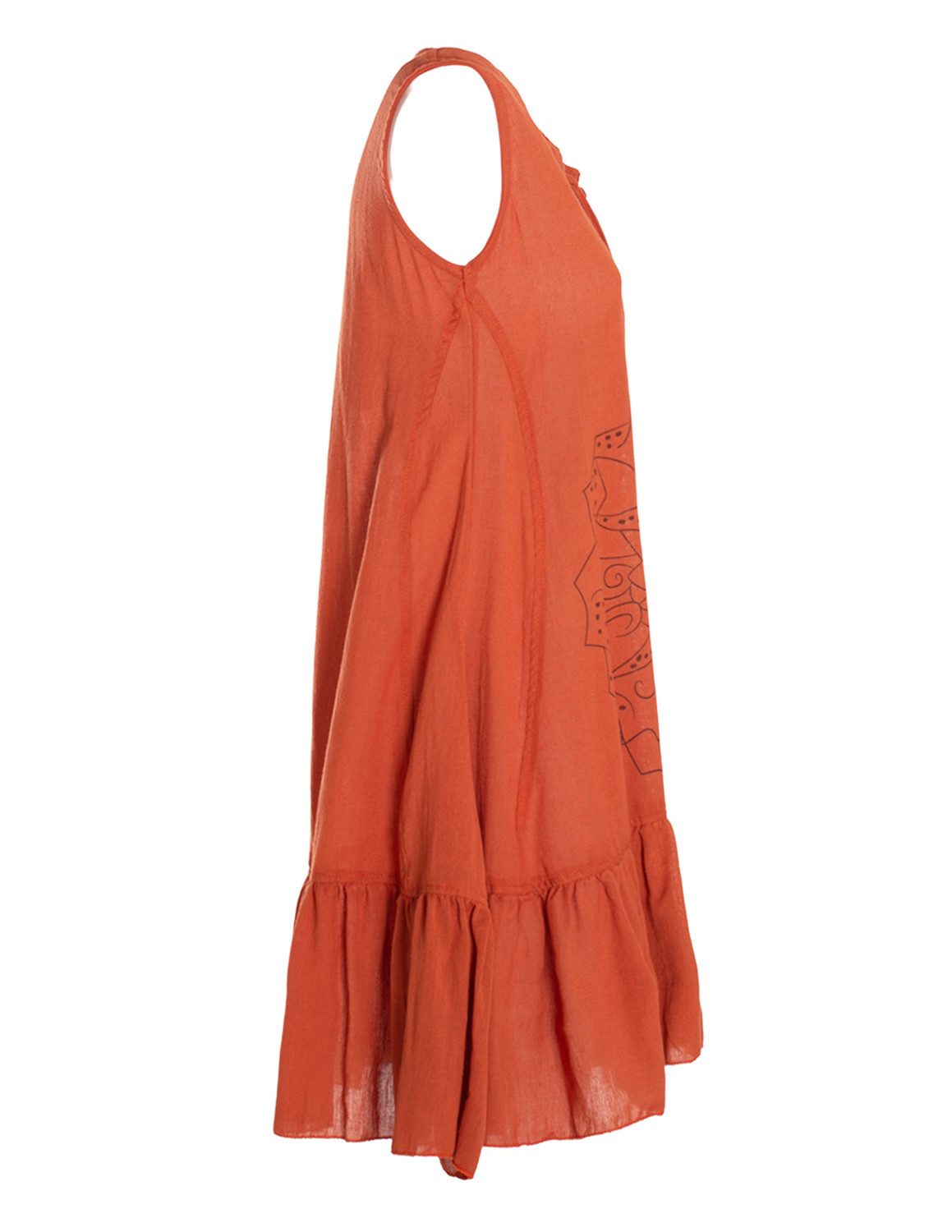 Vishes Tunikakleid Damen Hängerkleid Baumwolle Blumen Lagenlook mit Schnüren Holzperlen Alternative Bekleidung, Ethno, Hippie, Retro Style