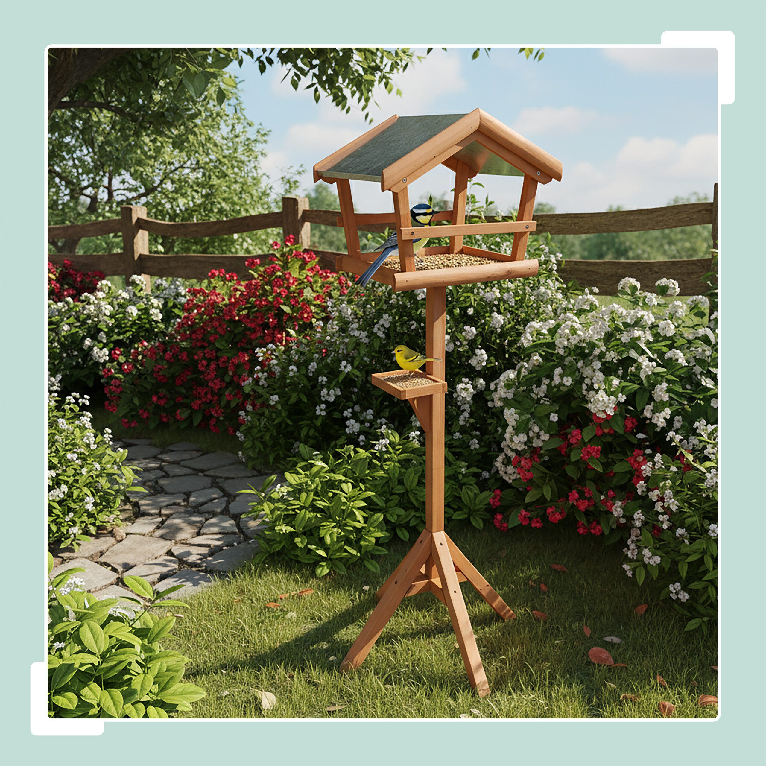 relaxdays Vogelhaus Vogelfutterhaus aus Tannenholz, orange günstig online kaufen