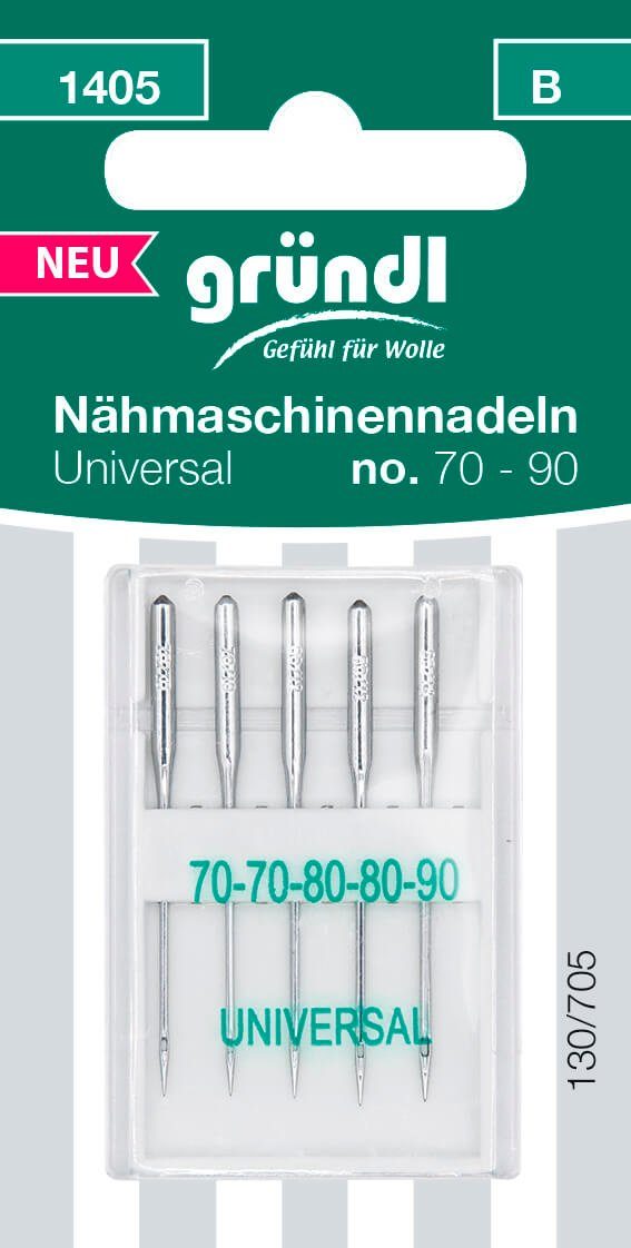 Gründl Nähnadeln Nähmaschinennadeln Universal No. 70 -90, 5 Stück