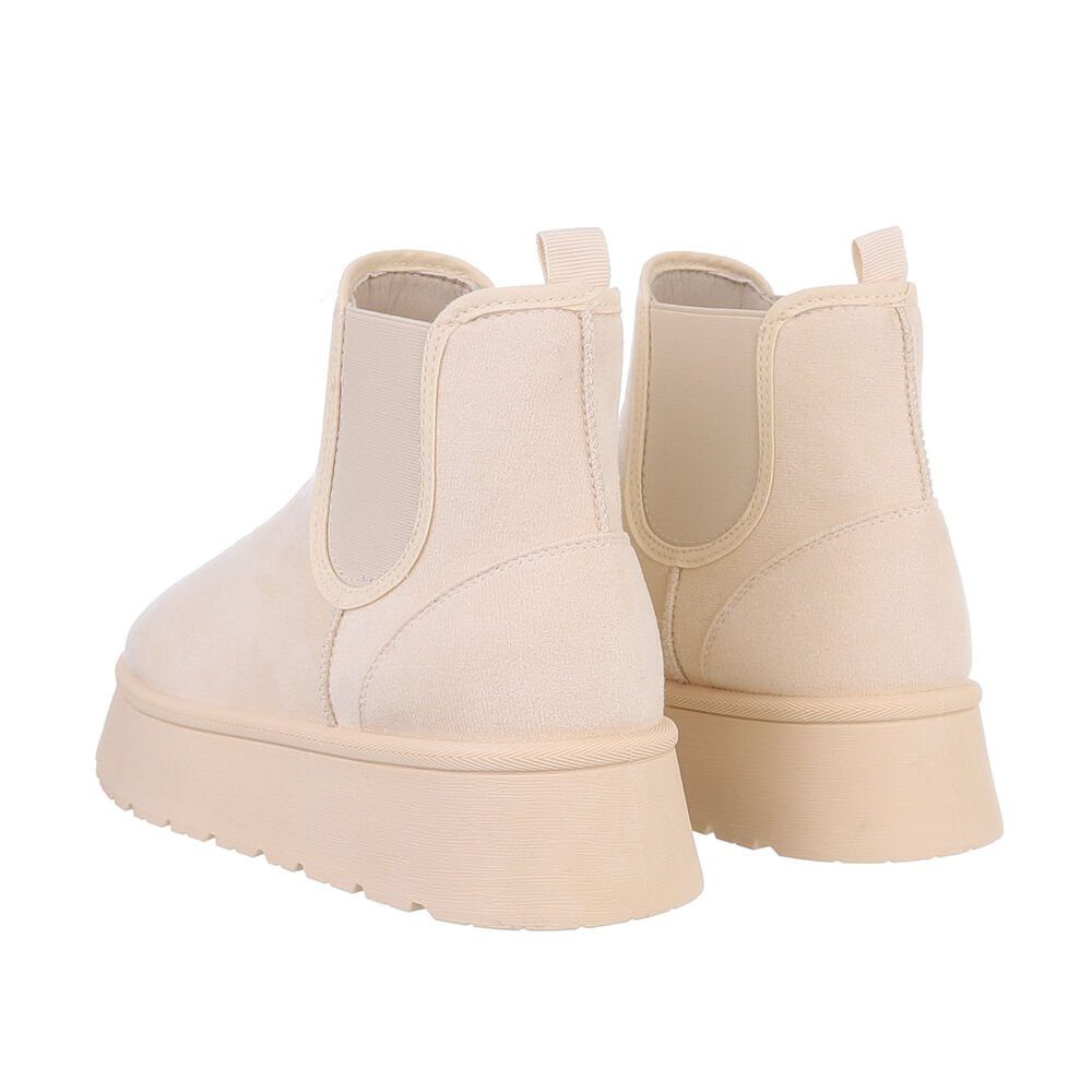 Ital-Design Damen Chelsea Freizeit Snowboots Flach Chelsea Boots in Creme