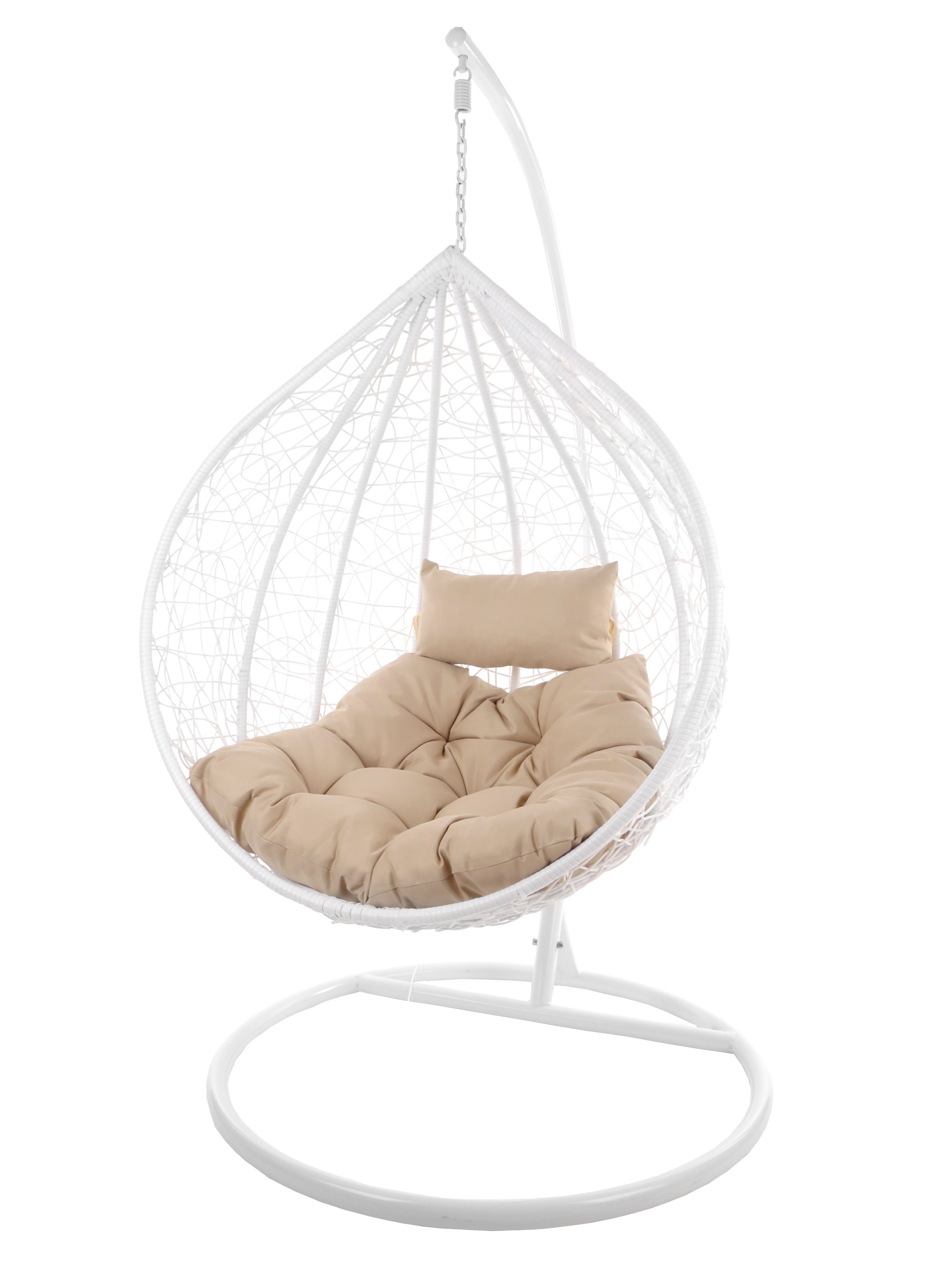 weiß, (7007 und Gestell MANACOR Loungesessel hellbraun Hängesessel Swing Chair, weiß, Hängesessel mit Kissen capucchino) KIDEO