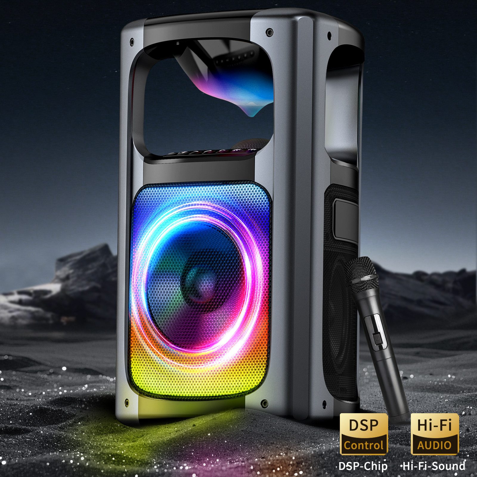 Rayofi 80W Bluetooth Lautsprecher groß, 85dB Lautsprecher Box,IPX5 Musikbox Party-Lautsprecher 2.0 (360°-Surround-Stereo, Outdoor Party Lautsprecher groß, 180 W, groß Soundbox/Bluetooth Box/Partybox für Garten, Camping, Party)