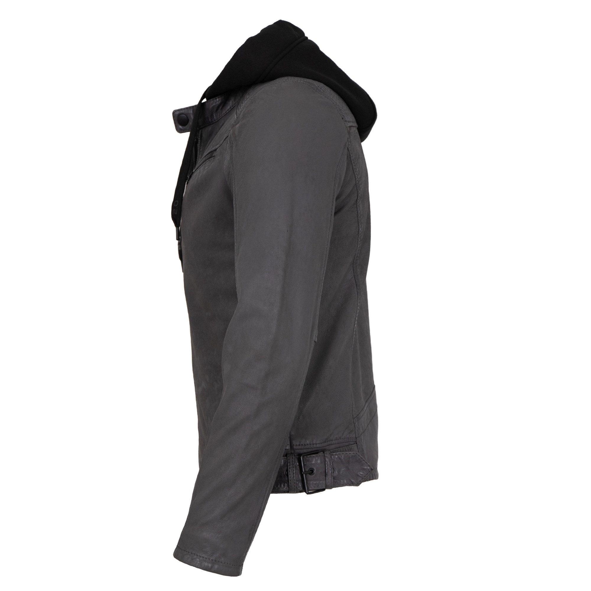 2.0 by Mauritius Lederjacke G2MNeiko 2.0 by Mauritius - Herren Lederjacke Kapuze Lammnubuk grau