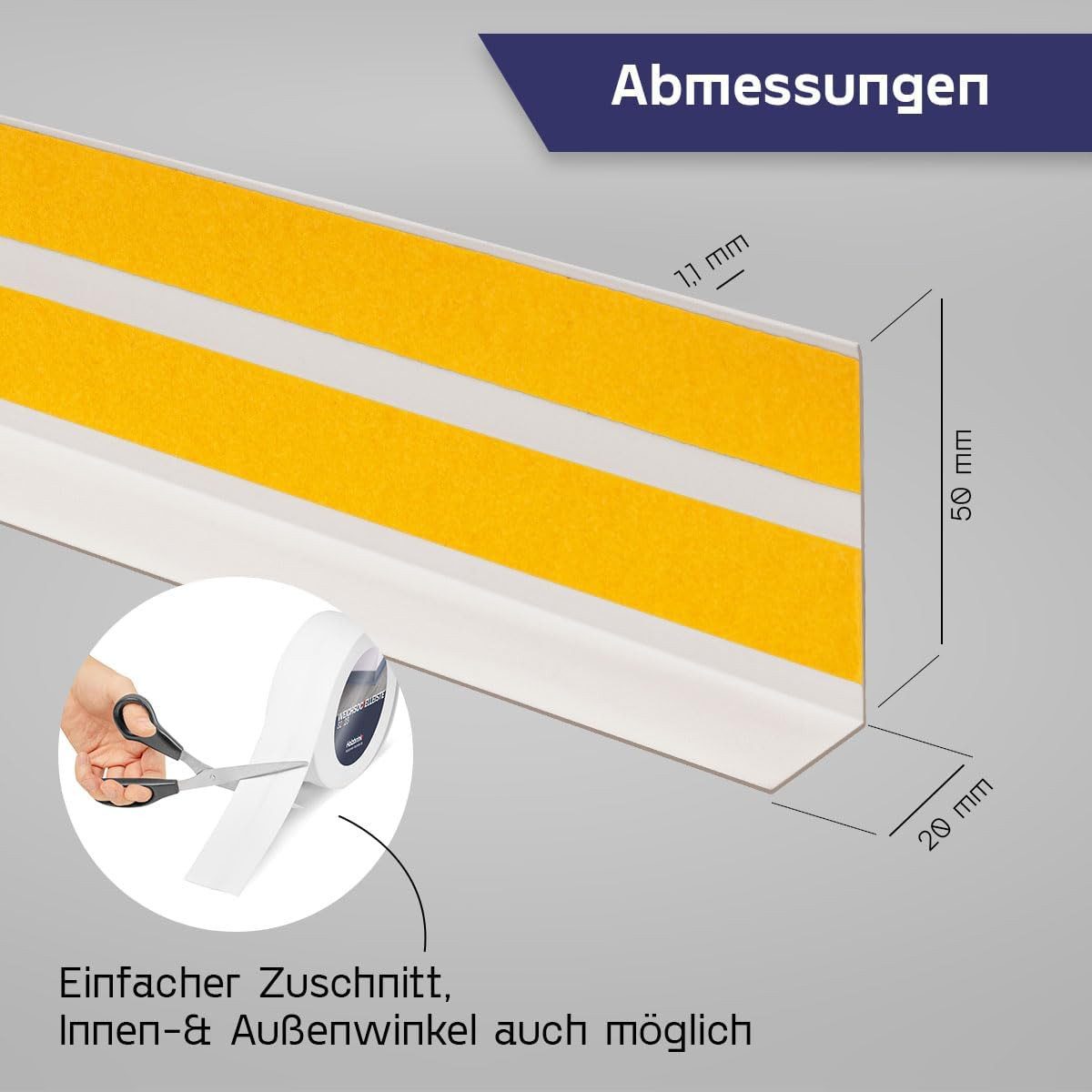 HOLZBRINK Sockelleiste HOLZBRINK selbstklebend PVC 50x20mm, 1 m, L: 100 cm, 1m Rolle, Küchenleiste Abschlussleiste für Badezimmer Farbe: Birke
