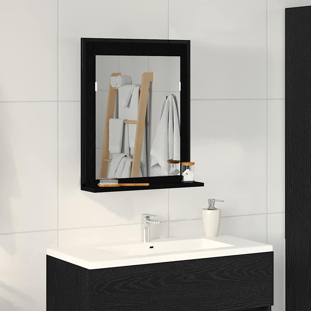 vidaXL Badezimmerspiegelschrank Spiegel mit Regal Schwarz Eichen-Optik 50 x 12 x 60 cm (1-St)