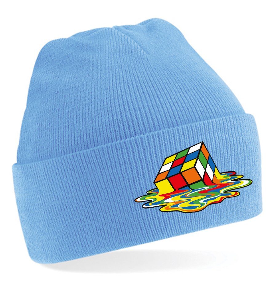 Blondie & Brownie Beanie Unisex Erwachsenen Mütze Zauberwürfel Cube Rubix Sheldon Hellblau