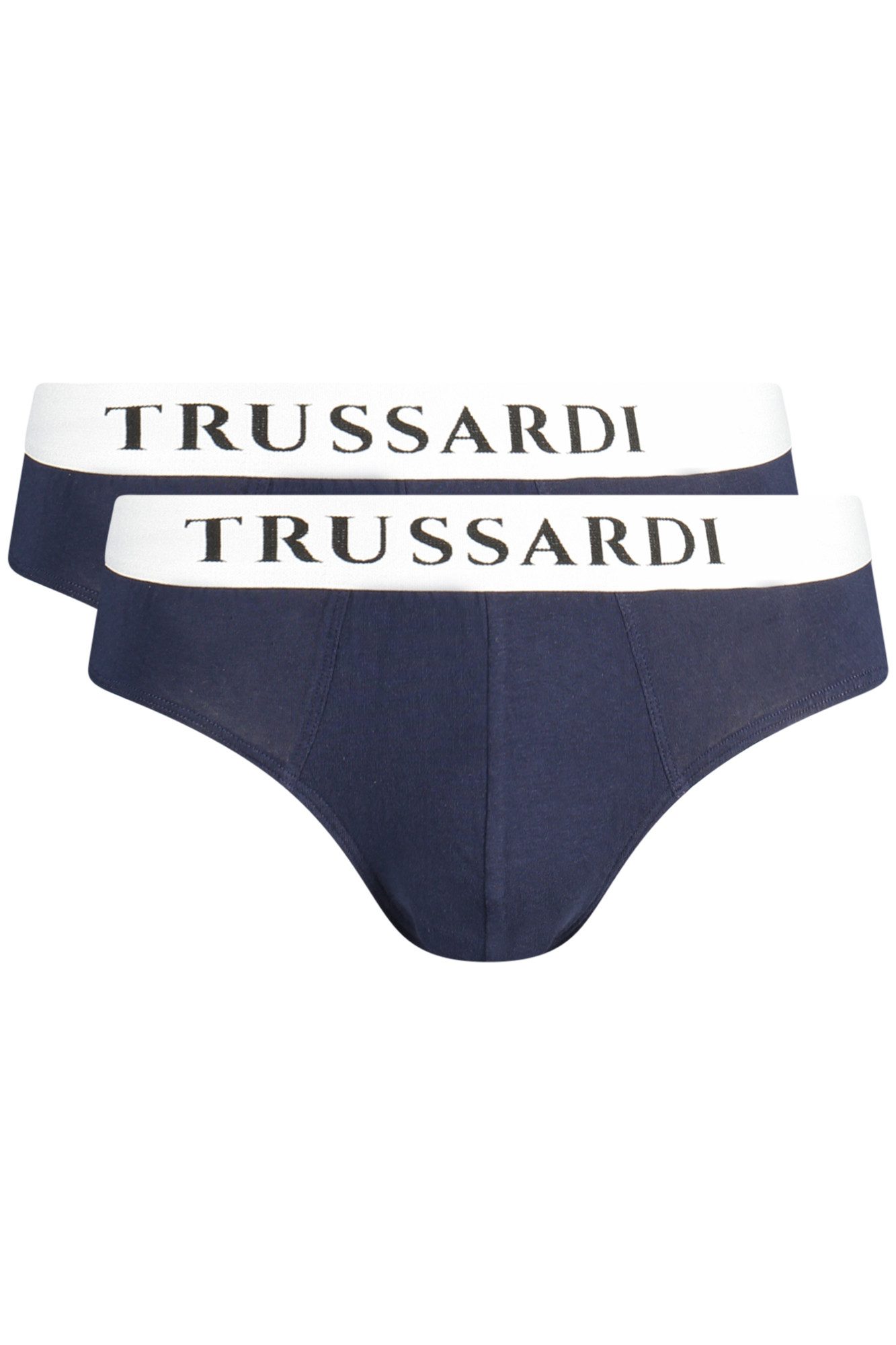 Trussardi Boxershorts Herren-Blau-Slip: Basic Doppelpack mit Elastikbund & Print-Design