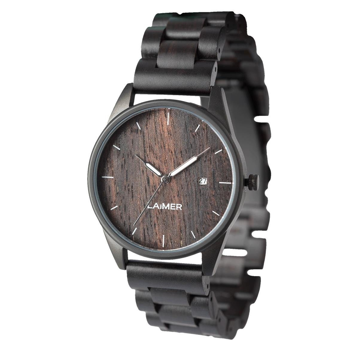 LAiMER Quarzuhr LAiMER Herren Uhr 0075 Sascha Leadholz Vegan mit Datumsanzeige, (1-tlg)