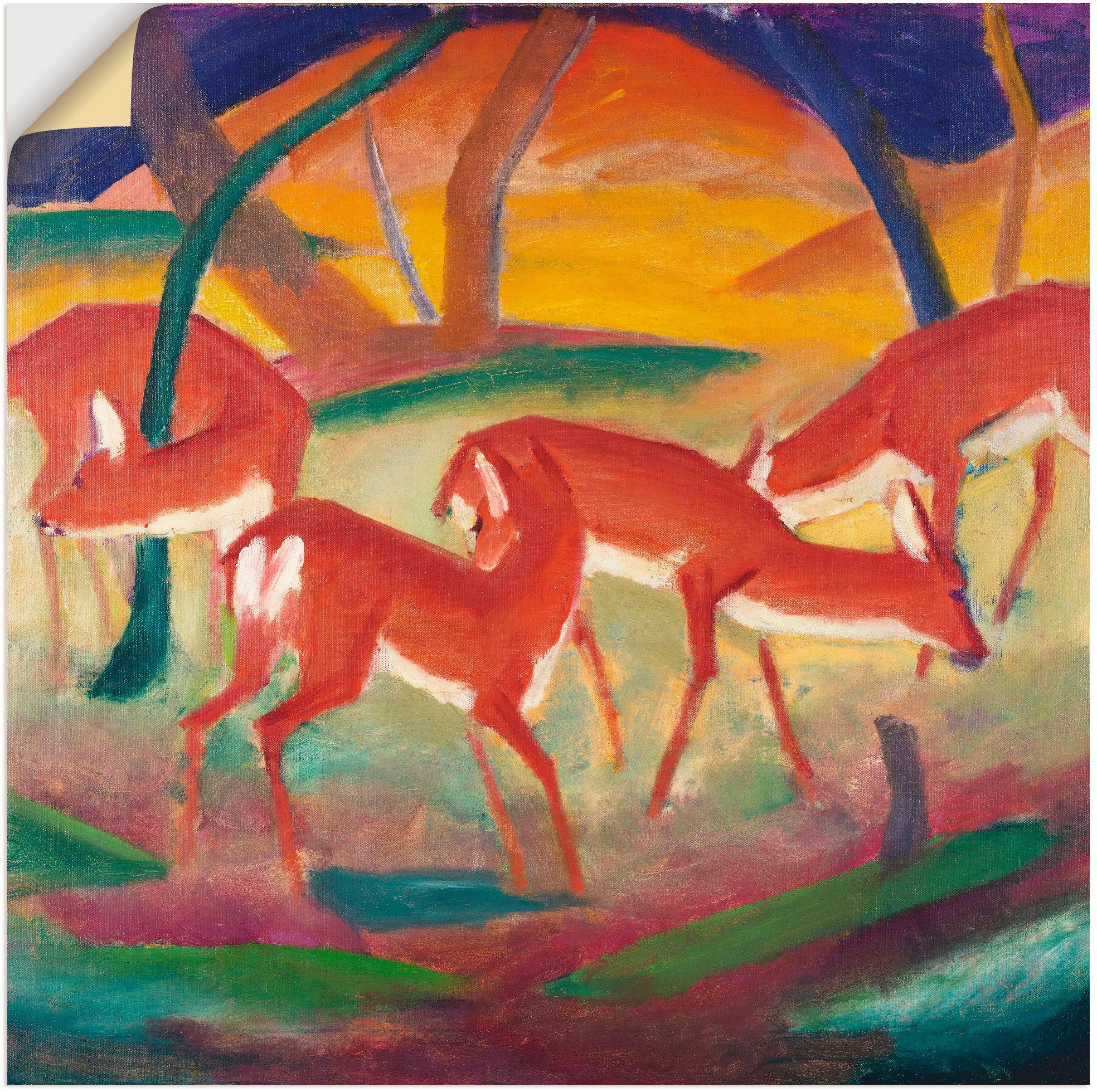 St), als Wildtiere (1 I. Wandbild Größen Wandaufkleber Leinwandbild, Rehe Alubild, versch. Poster in oder Rote 1910, Artland
