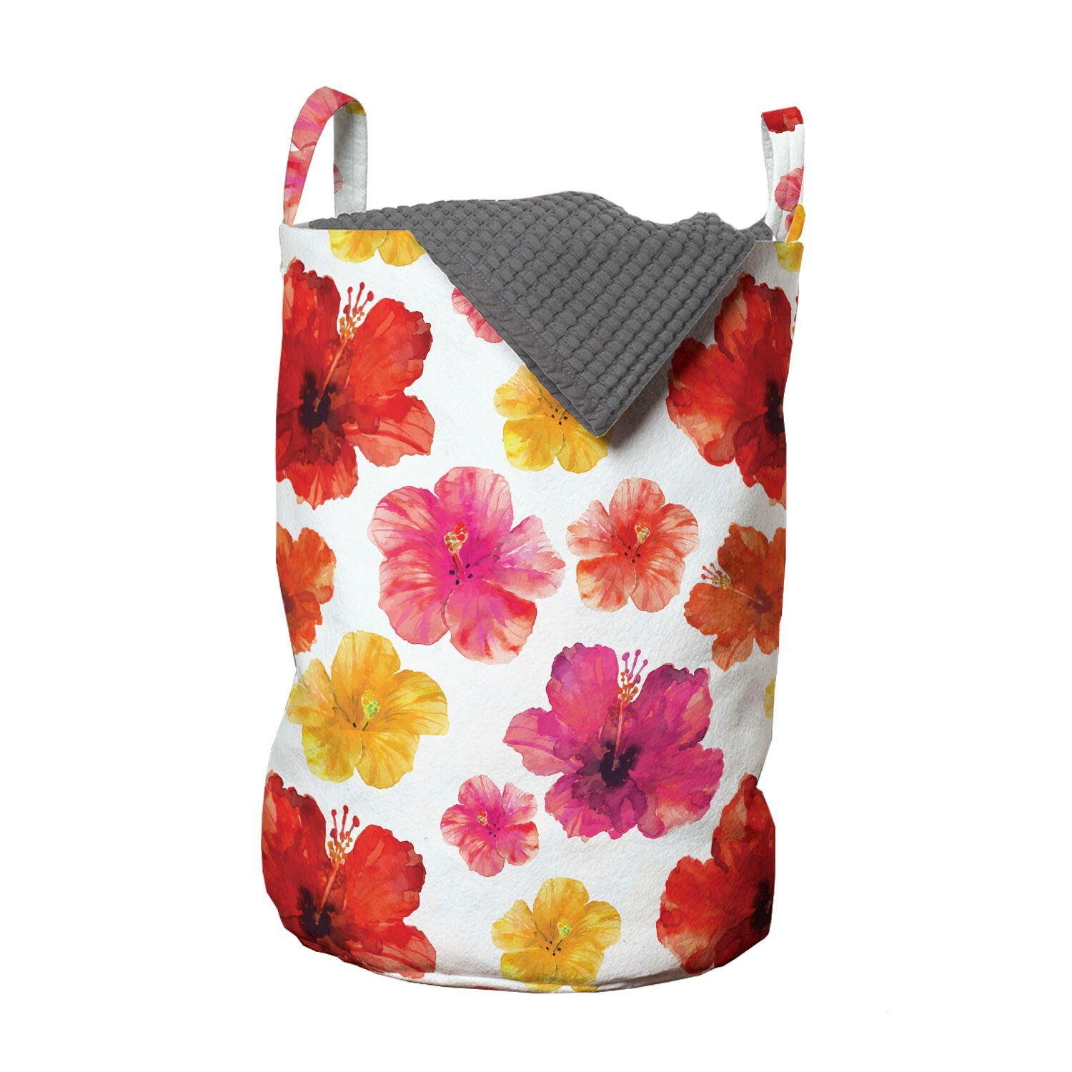 Abakuhaus Wäschesäckchen Wäschekorb mit Griffen Kordelzugverschluss für Waschsalons, Blume Tropische Dschungel in der Blüte