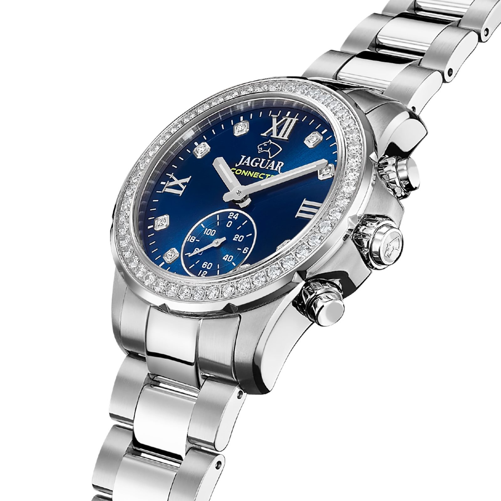 JAGUAR Multifunktionsuhr Jaguar Damenuhr Edelstahl silber Jaguar, (Multifunktionsuhr), Damen Armbanduhr rund, Edelstahlarmband silber