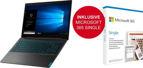 Lenovo L340-15IRH 81LK00W1GE Gaming-Notebook (39,62 cm/15,6 Zoll, Intel 9300H, GeForce GTX 1650, 512 GB SSD, Kostenloses Upgrade auf Windows 11, sobald verfügbar)