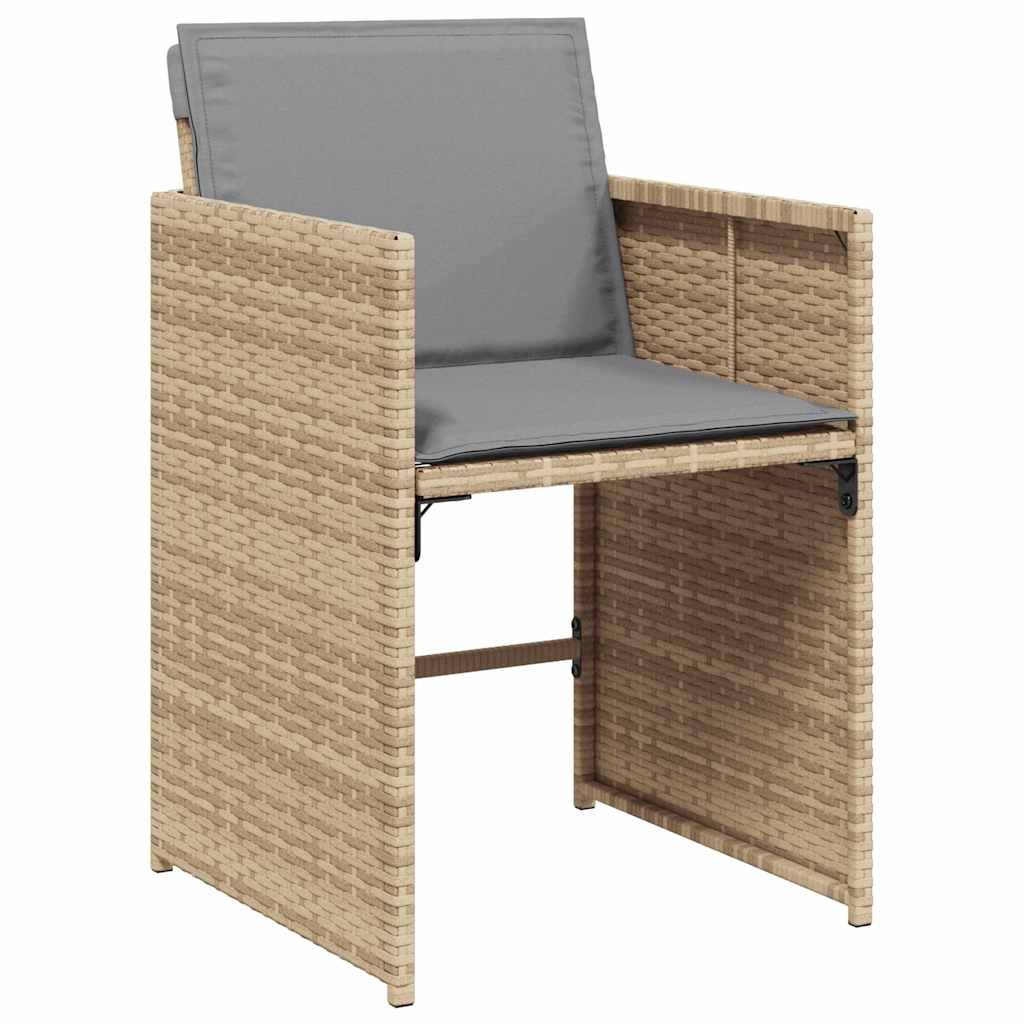 vidaXL Gartenstuhl Gartenstühle mit Kissen 4 Stk. Beigemischung Poly Rattan (4 St)