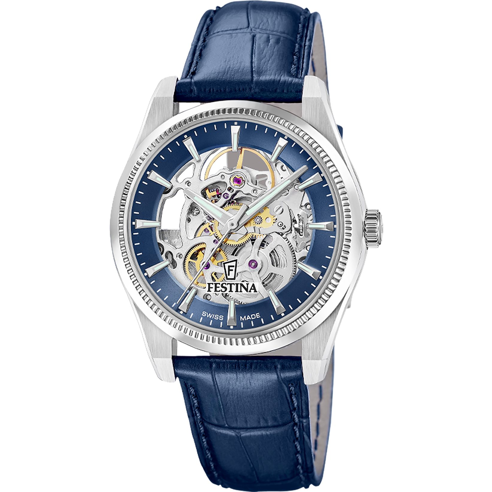 Festina Automatikuhr Automatic F20095_2, Armbanduhr, Herrenuhr, Swiss Made, Mechanische Uhr, Lederarmband