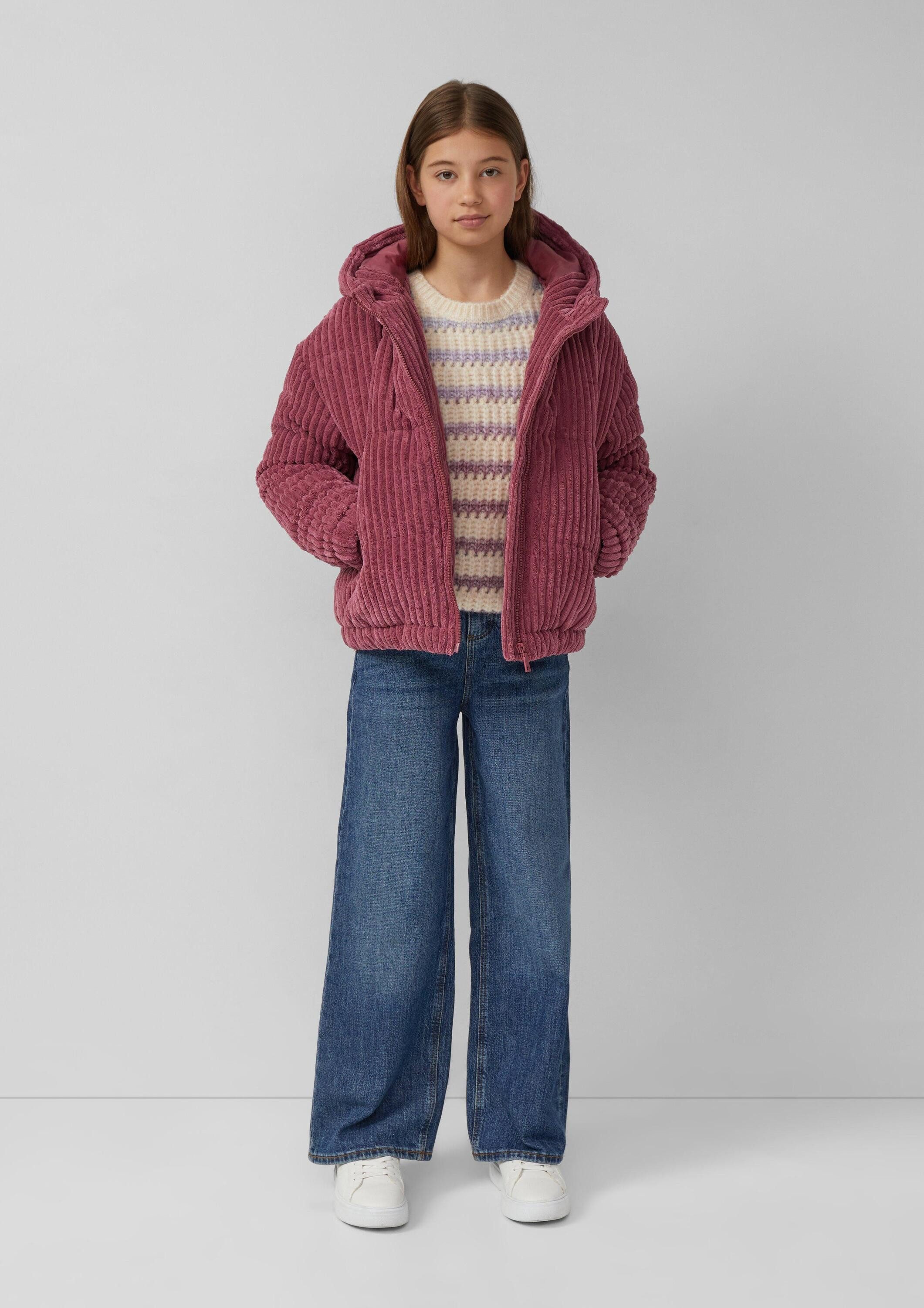 s.Oliver Winterjacke Outdoor-Jacke Gesteppte Cord-Jacke mit Kapuze