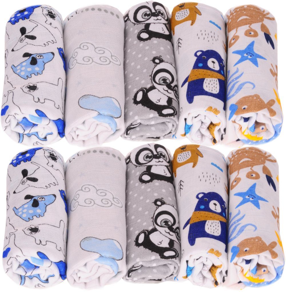 La Bortini Stoffwindeln 10er Pack Spucktücher Baby Mullwindeln Mulltücher, aus reiner Baumwolle, große Packung