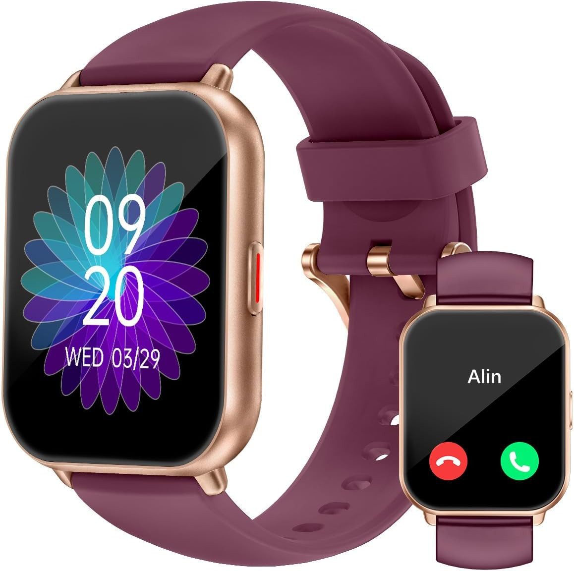 RUIMEN ‎H1 Smartwatch (2,5 cm, android ios), Bluetooth Smartwatch mit Telefonfunktion Fitness Tracking