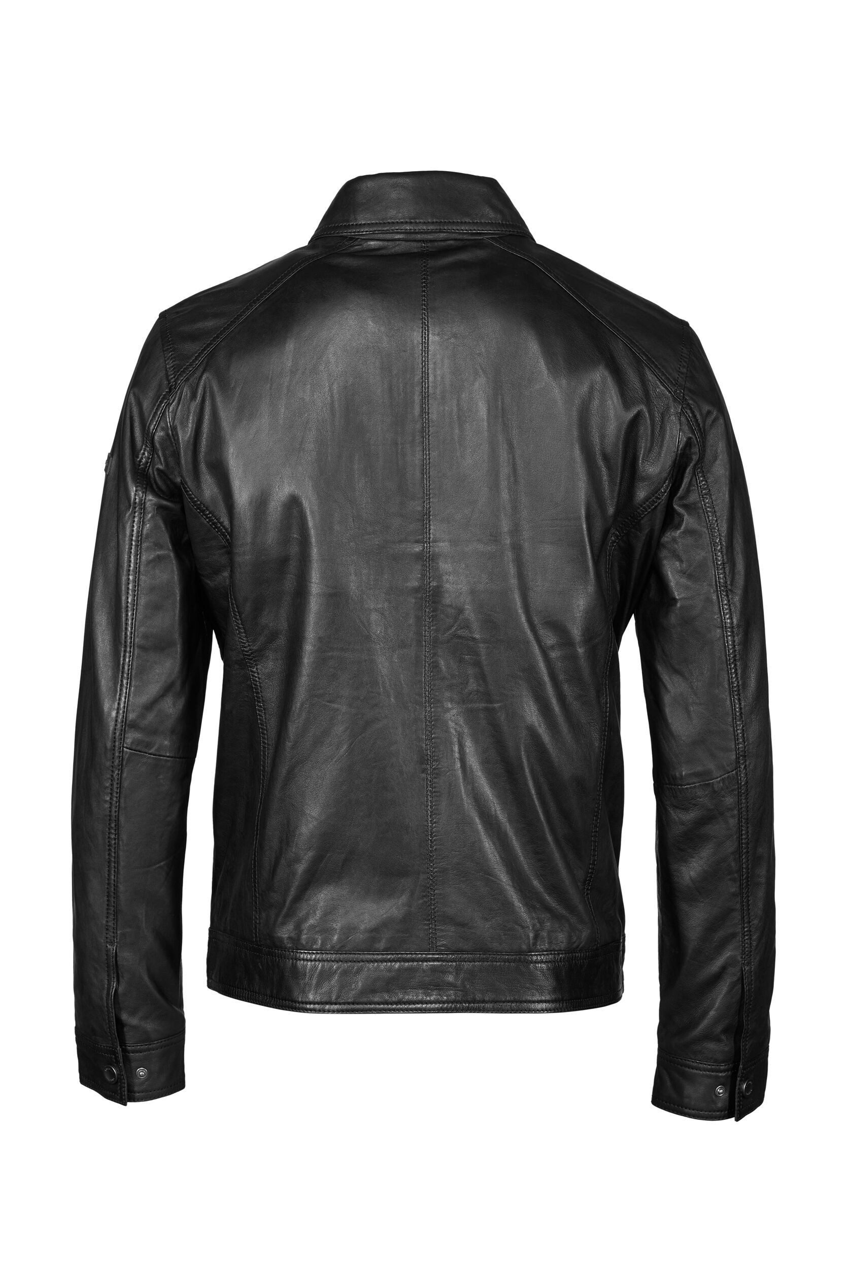 bugatti Lederjacke BUROMEO (1-St) mit Druckknöpfen und Hemdkragen günstig online kaufen
