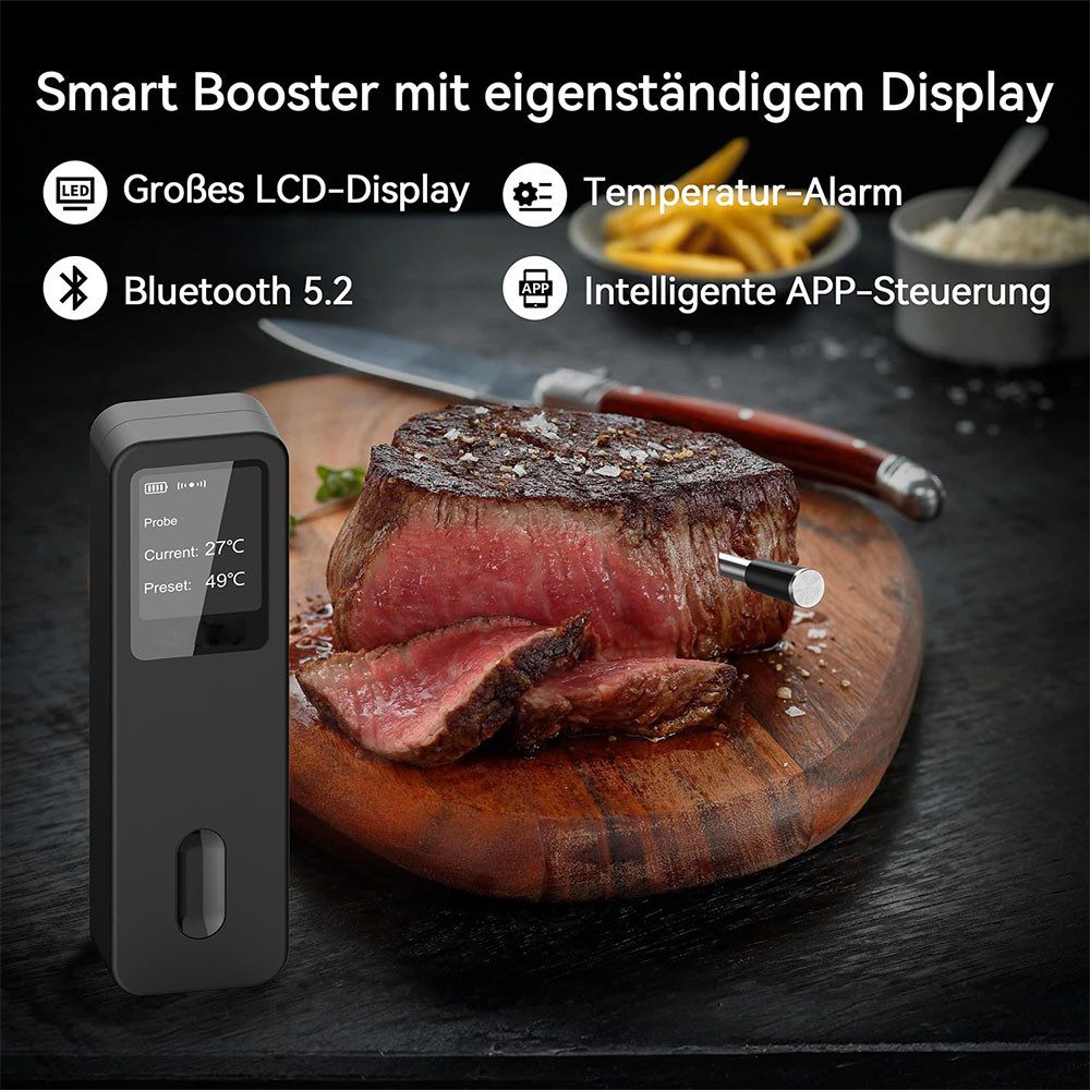 TUWENA Bratenthermometer Fleischthermometer mit intelligenter Basisstation, kabelloser Sonde, 1-tlg.