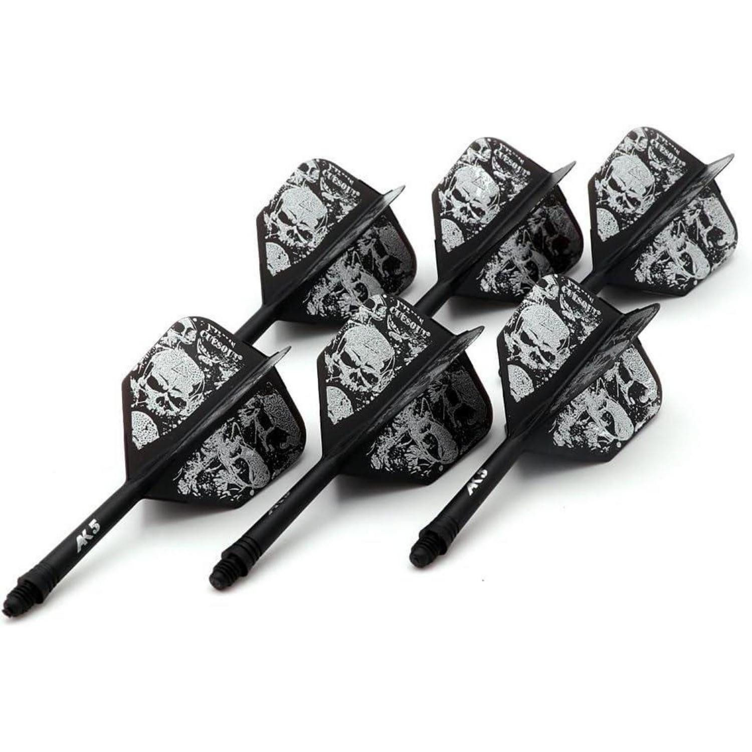LuxusKollektion Pfeilschaft Dartschäfte Schaftlänge 28mm große Flügelform schwarzer Totenkopf