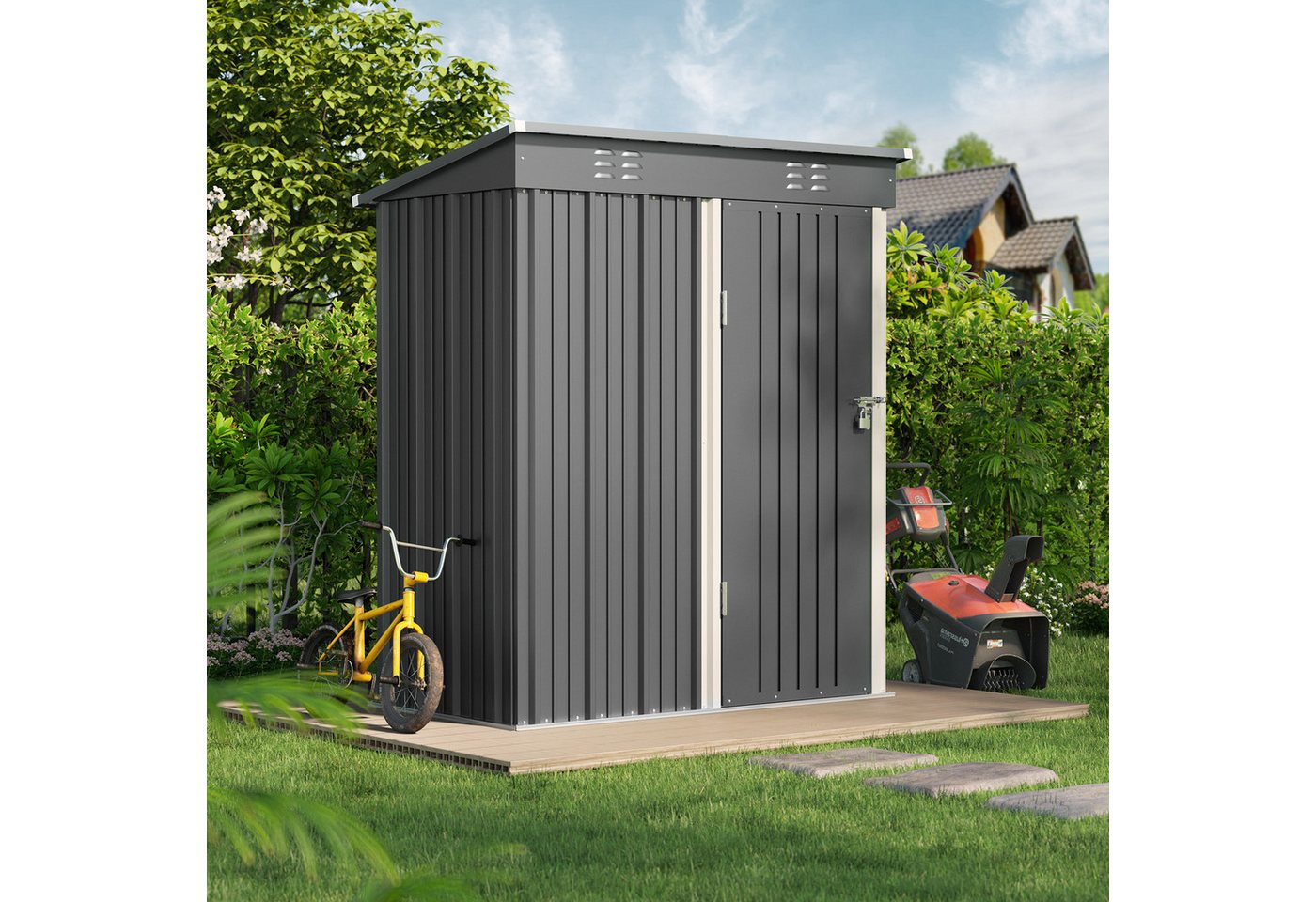 Thumbnail - Bealife Gartenhaus Robuster Metall-Gartengeräteschuppen 180 x 162 x 95 cm, robust und wasserdicht